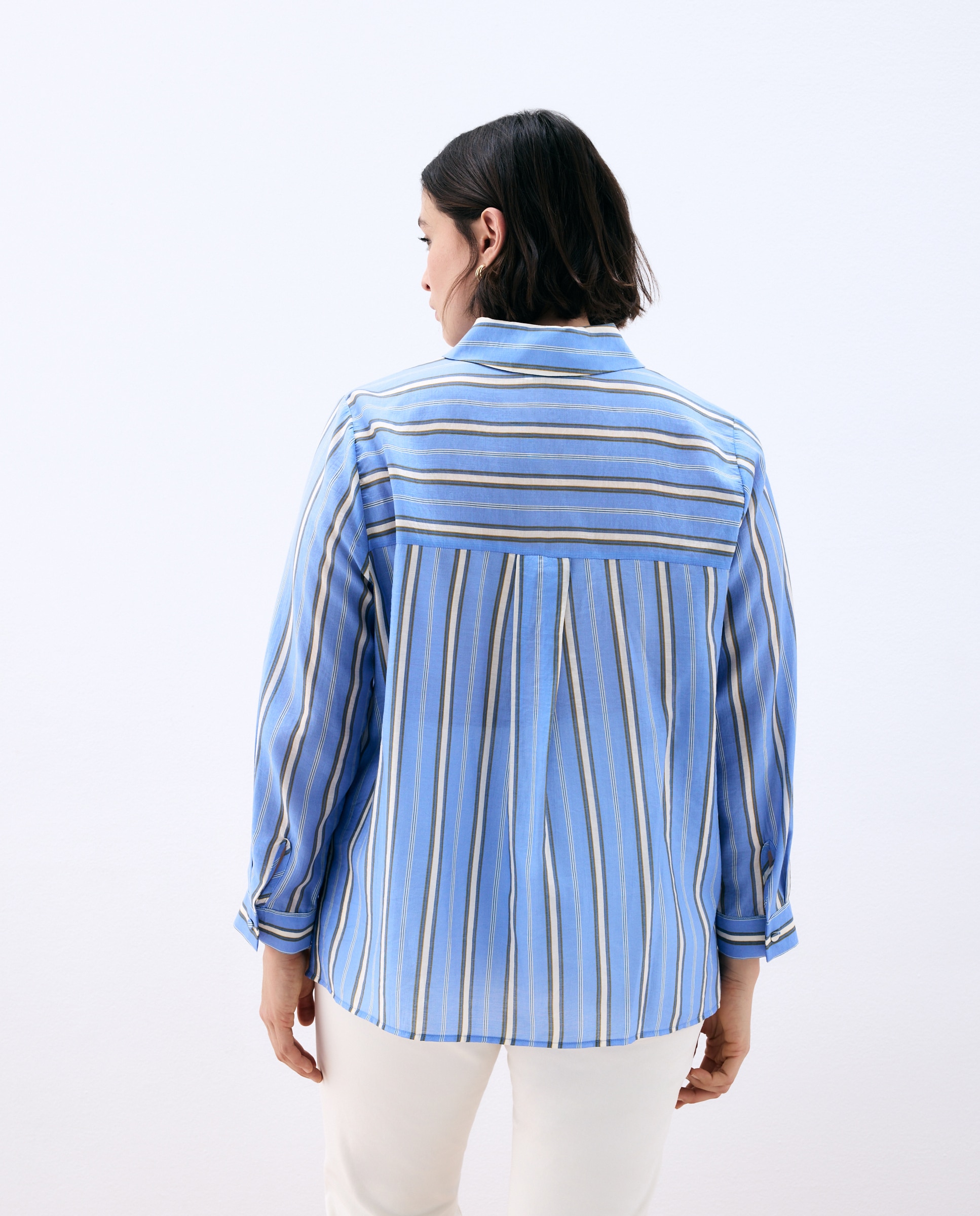 Camisa Estampada com Manga Comprida Azul-3