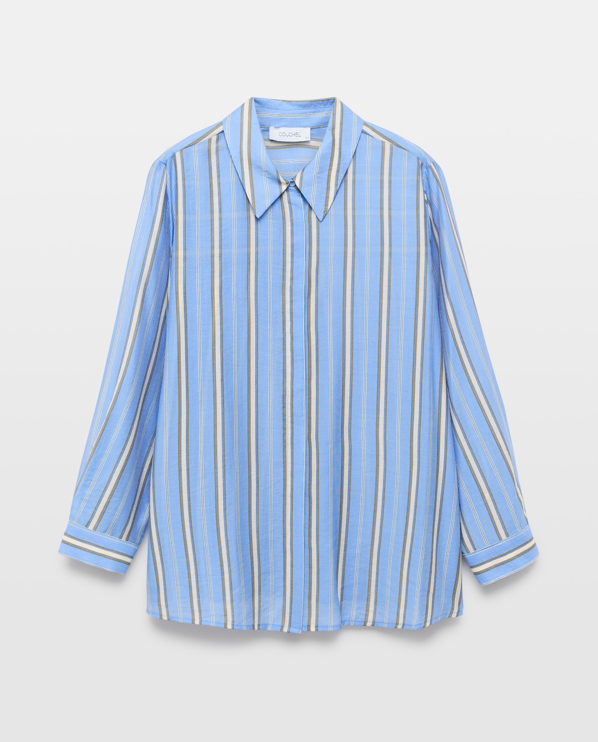 Camisa Estampada com Manga Comprida Azul-4