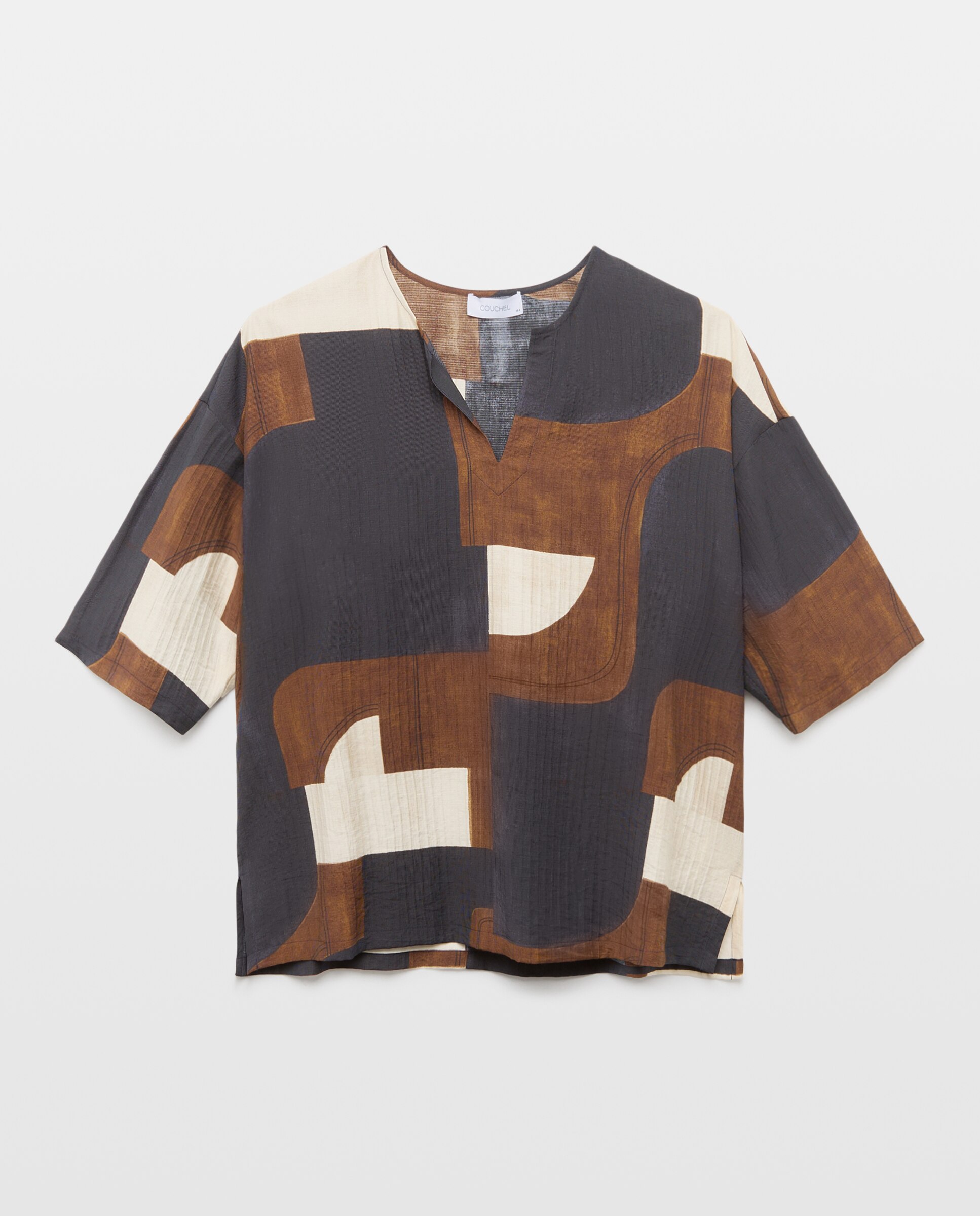 Blusa com Manga 3/4 e Estampado Azul-5