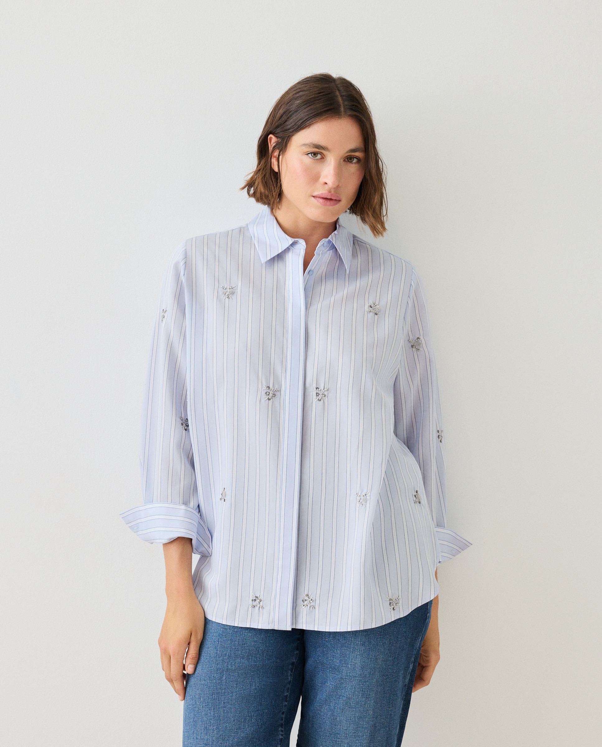Blusa bordada de mujer - Couchel - Azul Azul-1