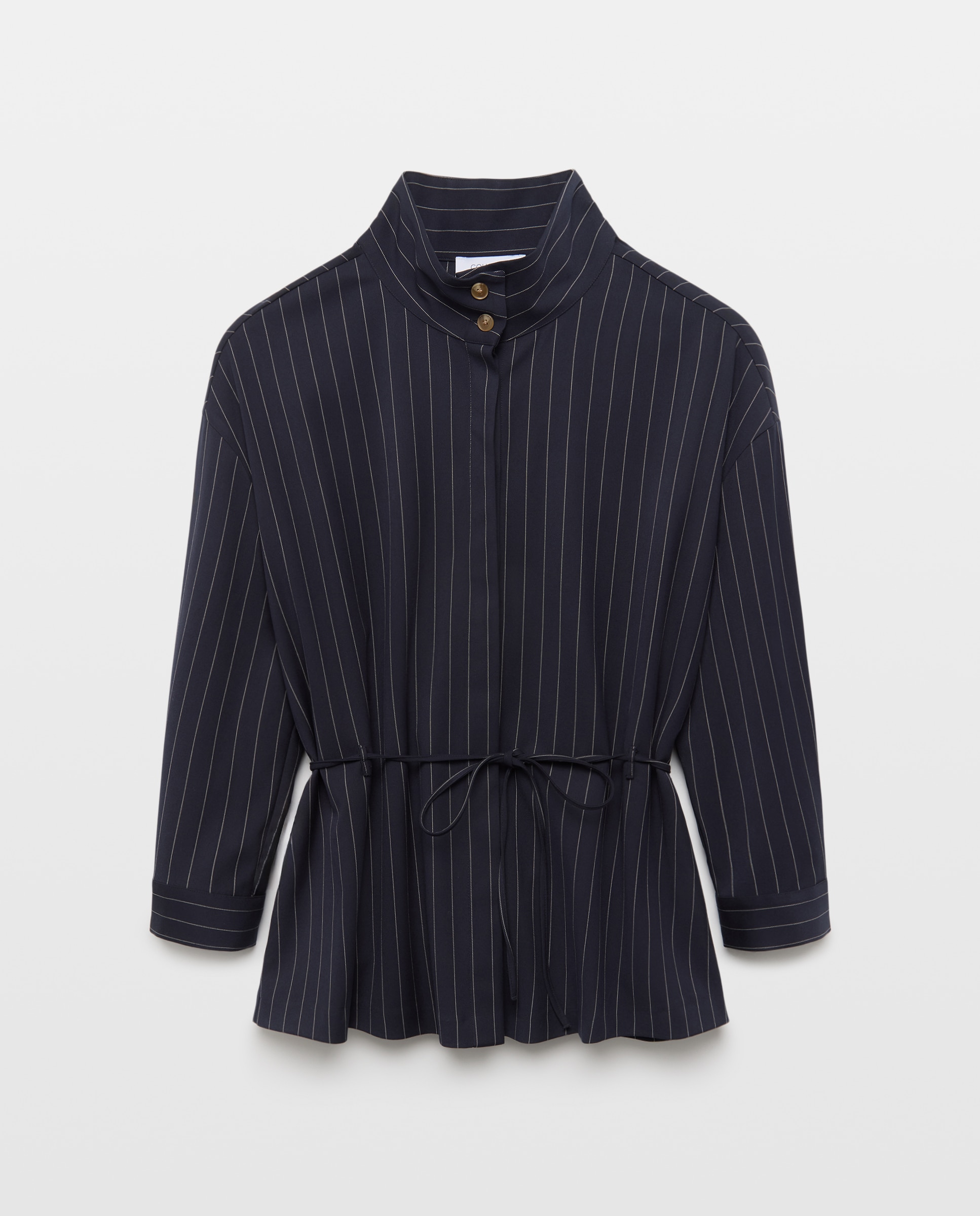 Blusa Aberta com Risca Diplomática Azul-5