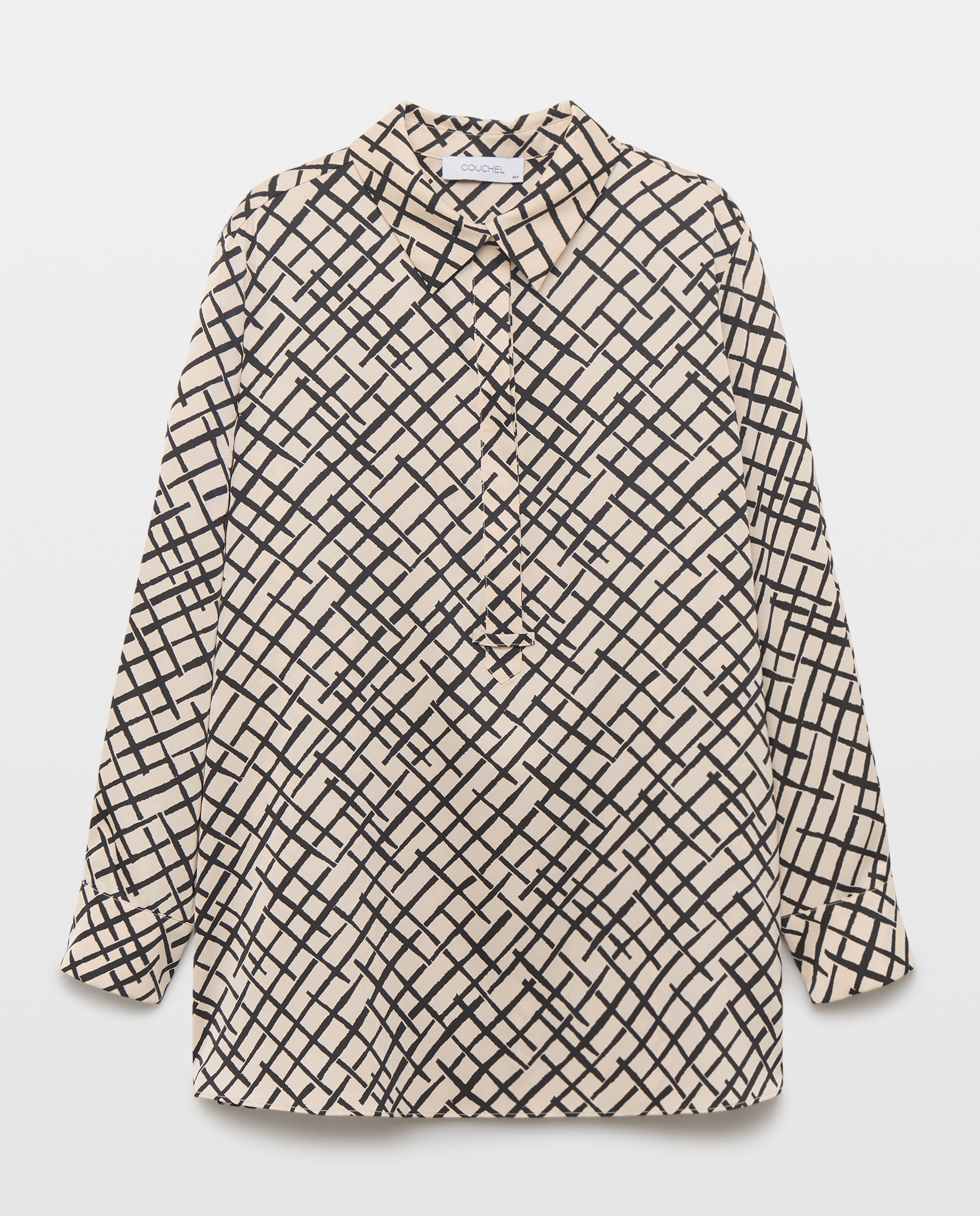 Blusa de manga larga estampada de mujer - Couchel - Blanco Blanco-4