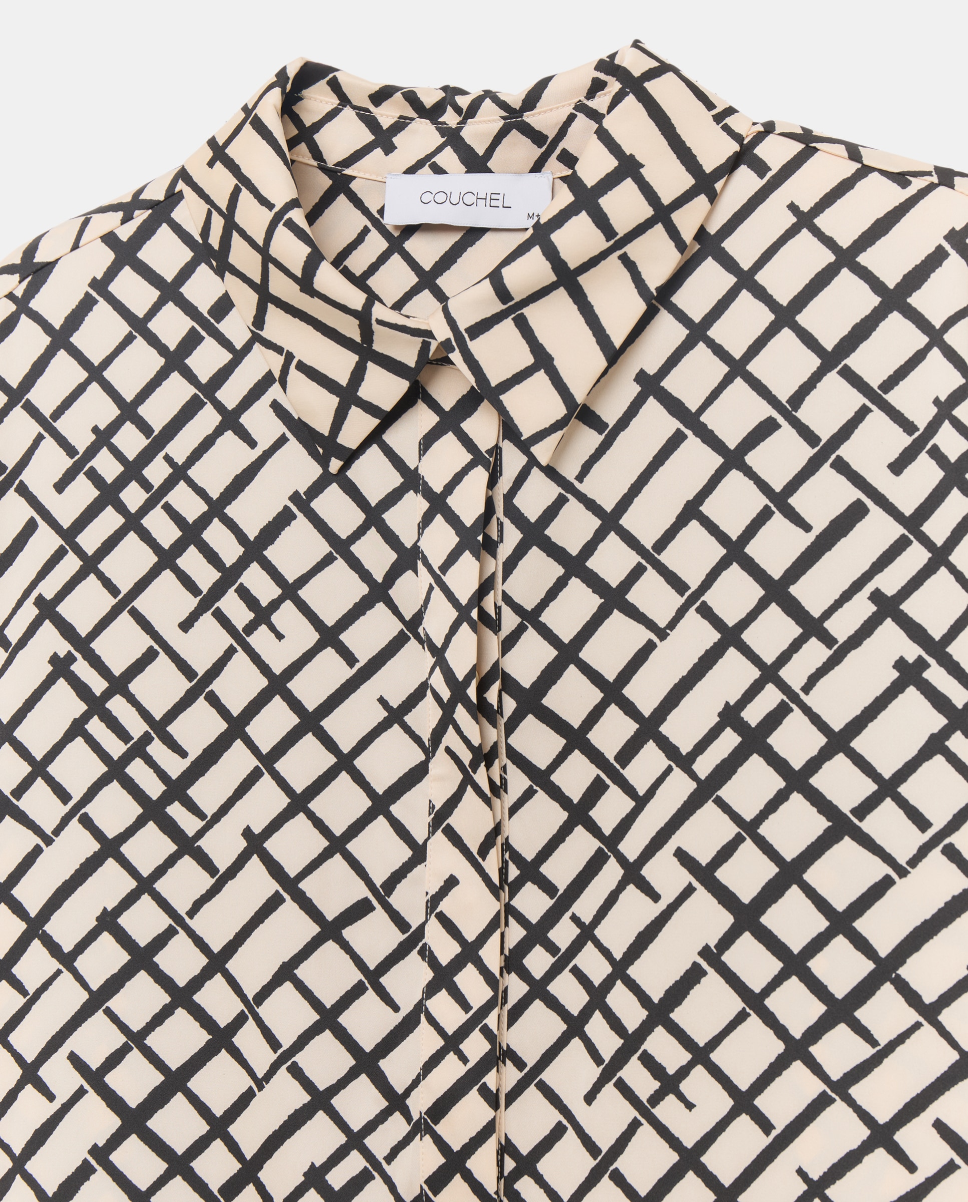 Blusa de manga larga estampada de mujer - Couchel - Blanco Blanco-5