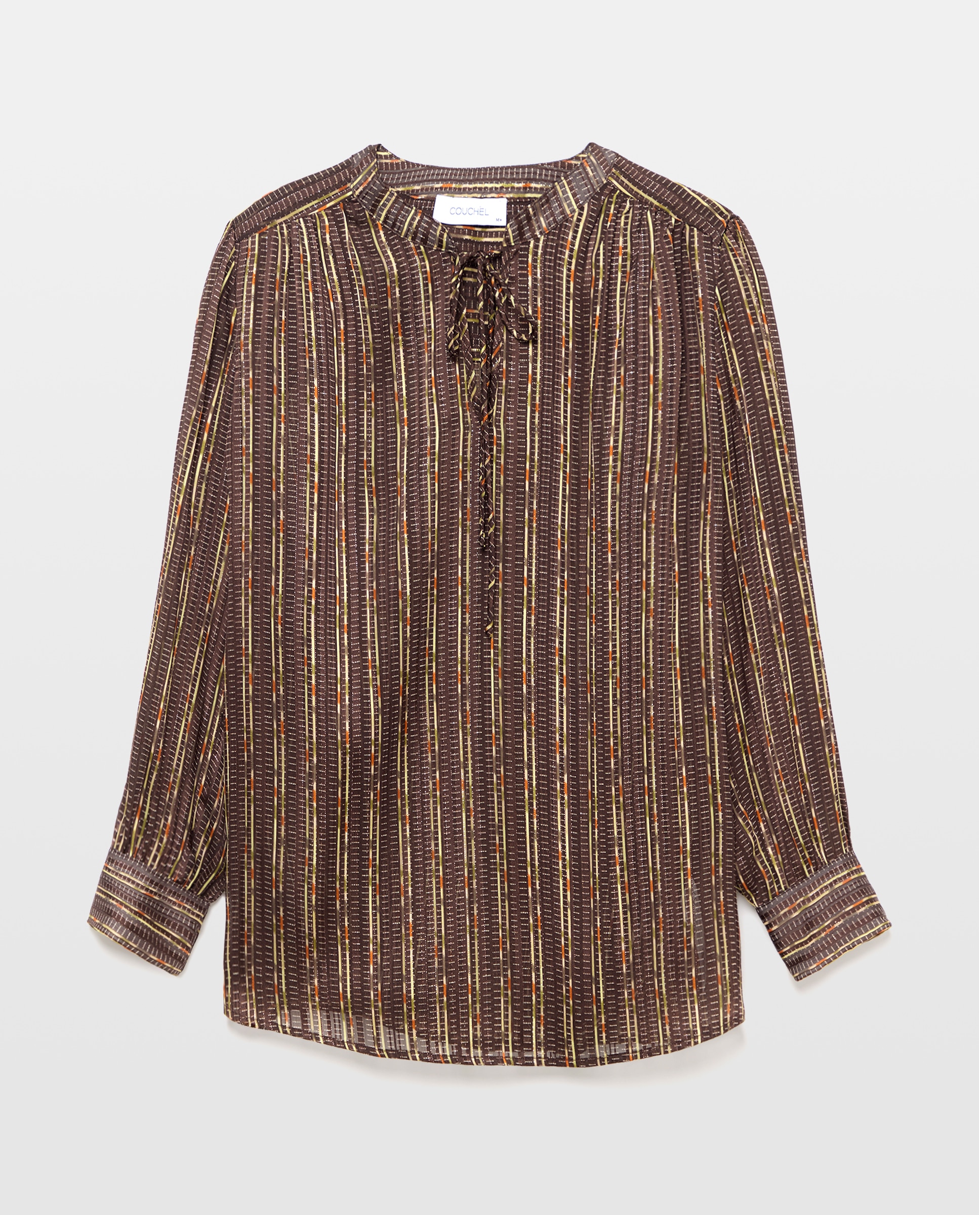 Blusa estampada de mujer con lúrex - Couchel - Marrón Marrón-4