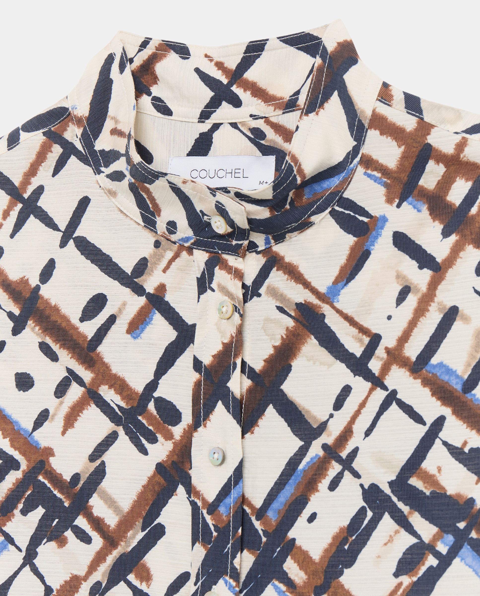 Imagen 5 de Camisa de mujer manga larga estampado cuadros - Couchel - Blanco Blanco