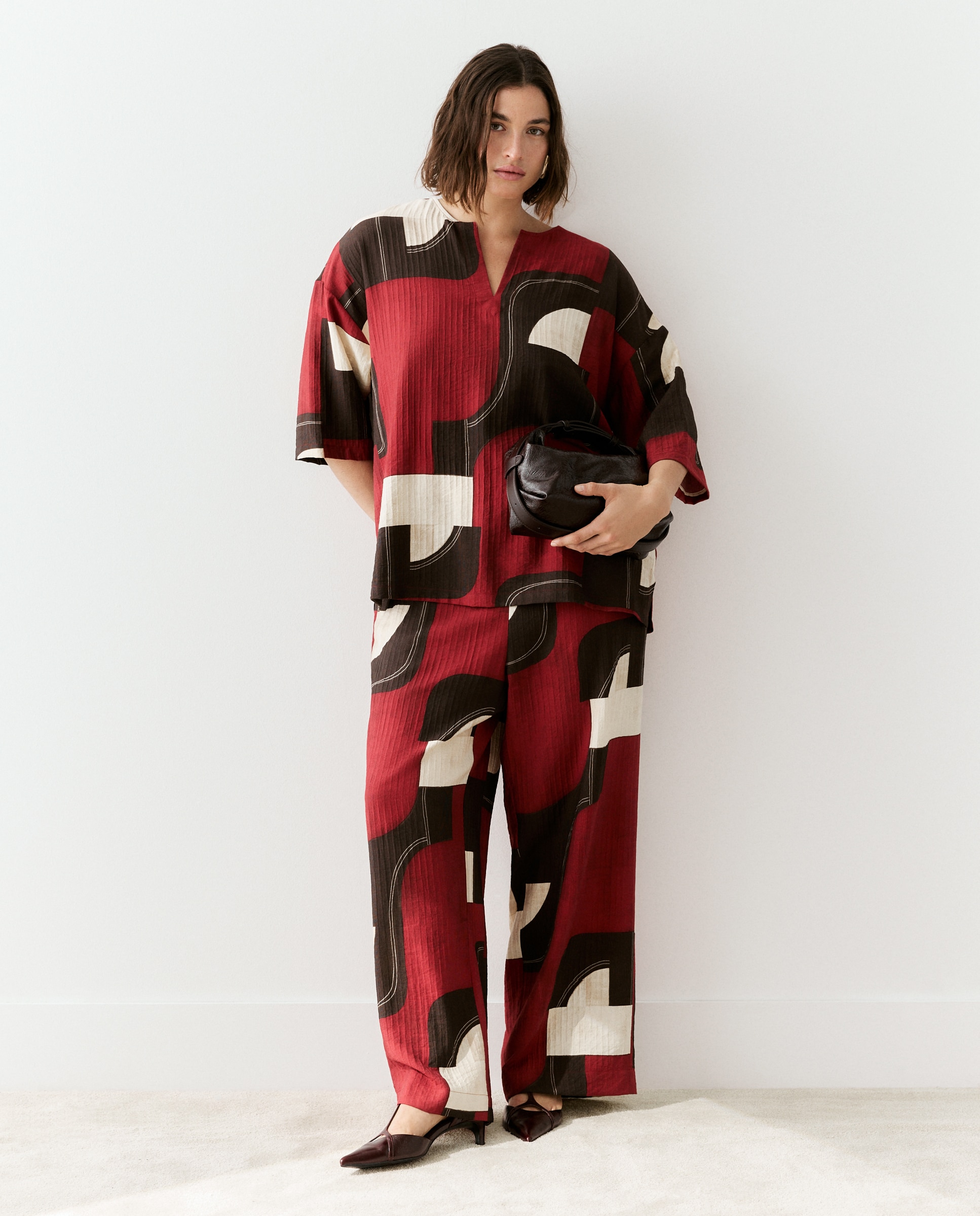 Imagen 2 de Blusón con manga francesa estampado de mujer - Couchel - Rojo Rojo