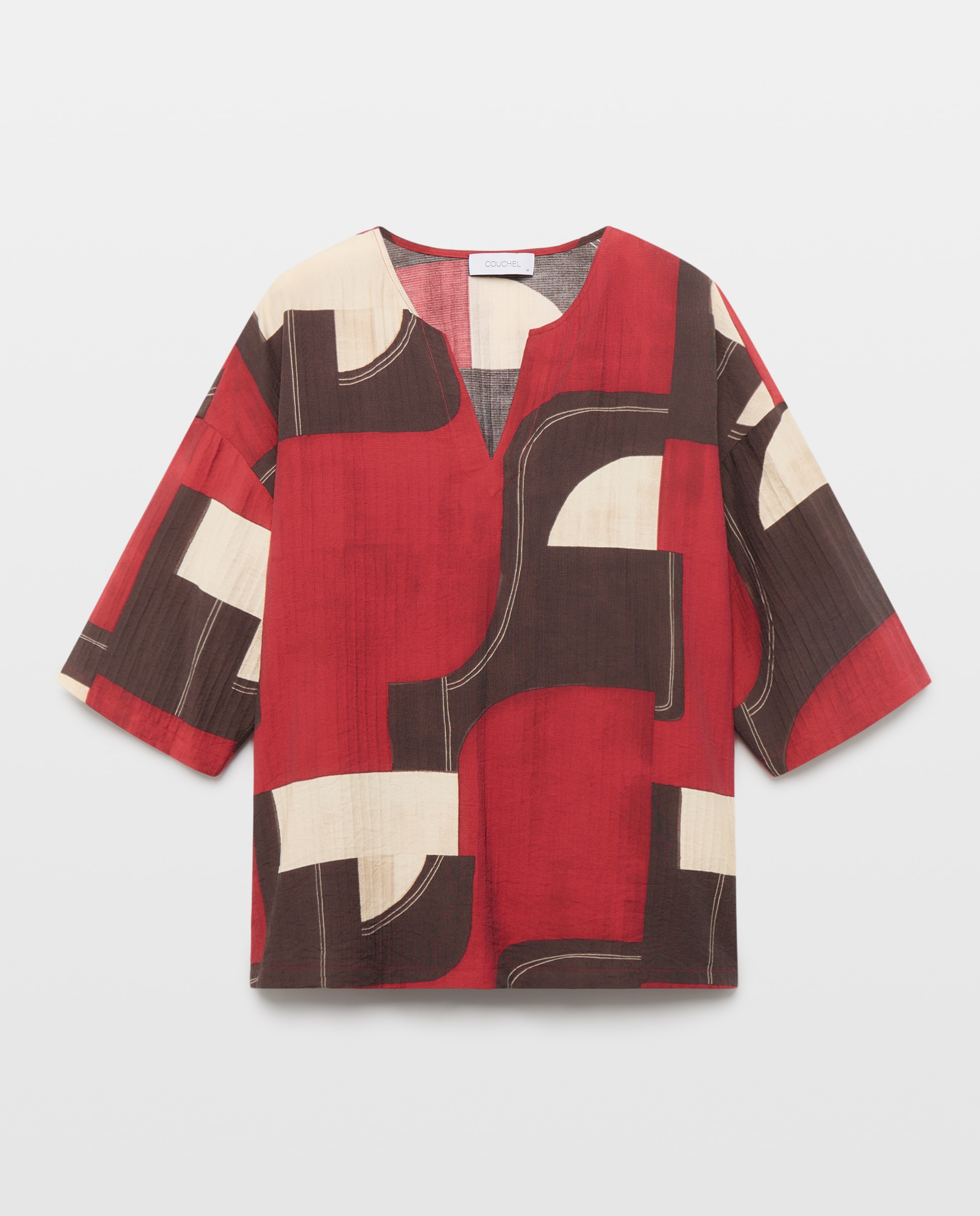 Imagen 0 de Blusón con manga francesa estampado de mujer Rojo