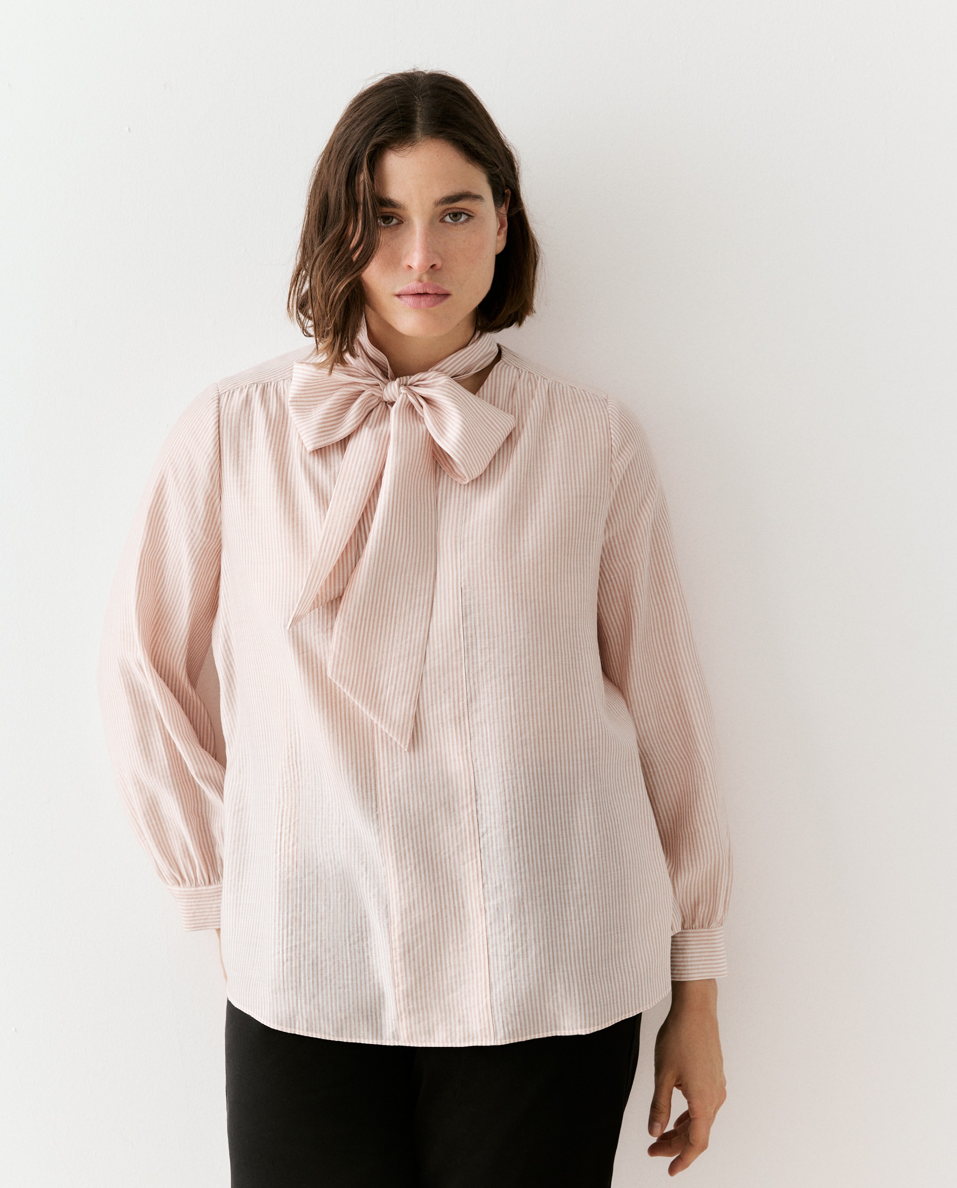 Imagen 1 de Blusa de mujer lazada rayas Rosa