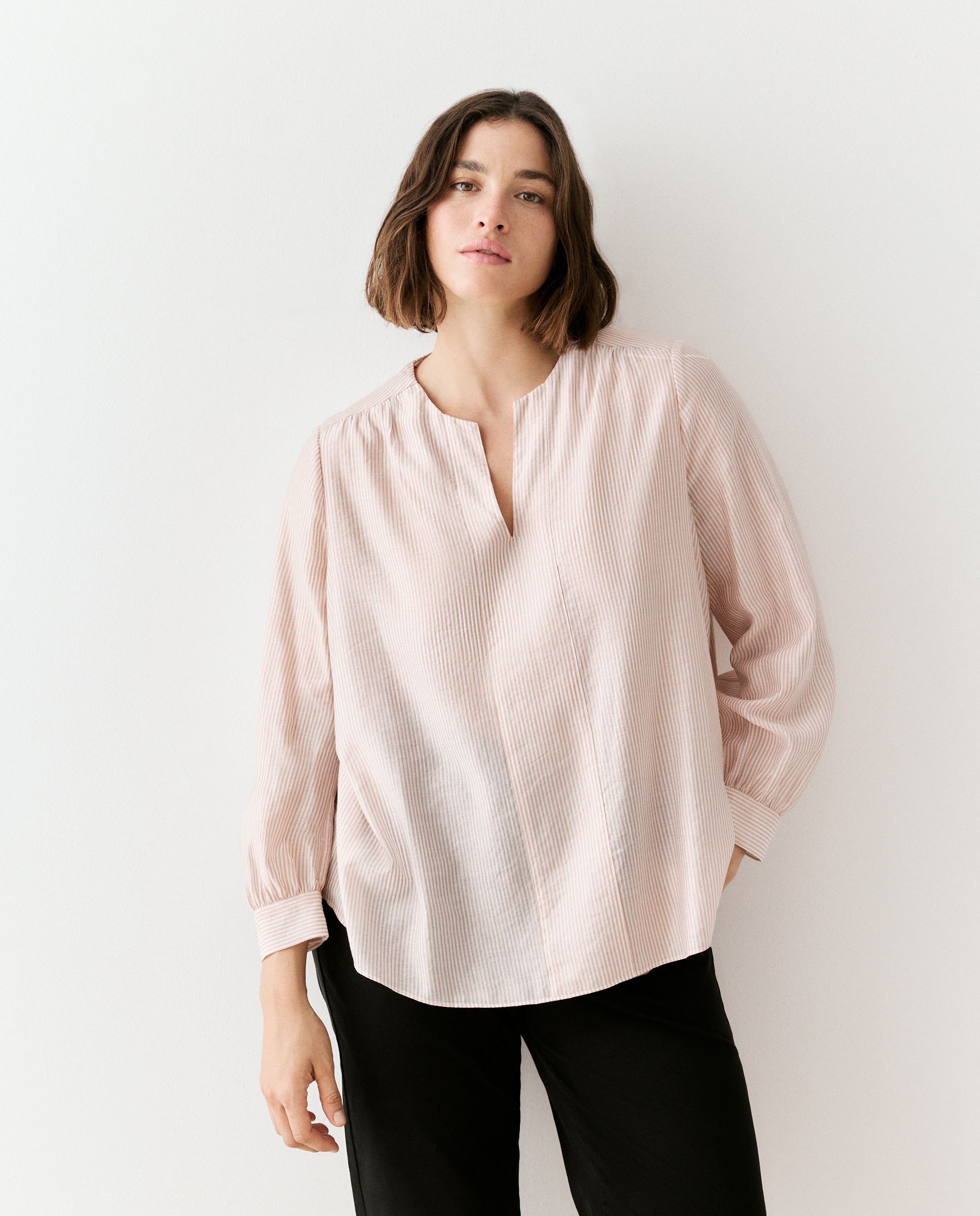 Imagen 3 de Blusa de mujer lazada rayas - Couchel - Rosa Rosa