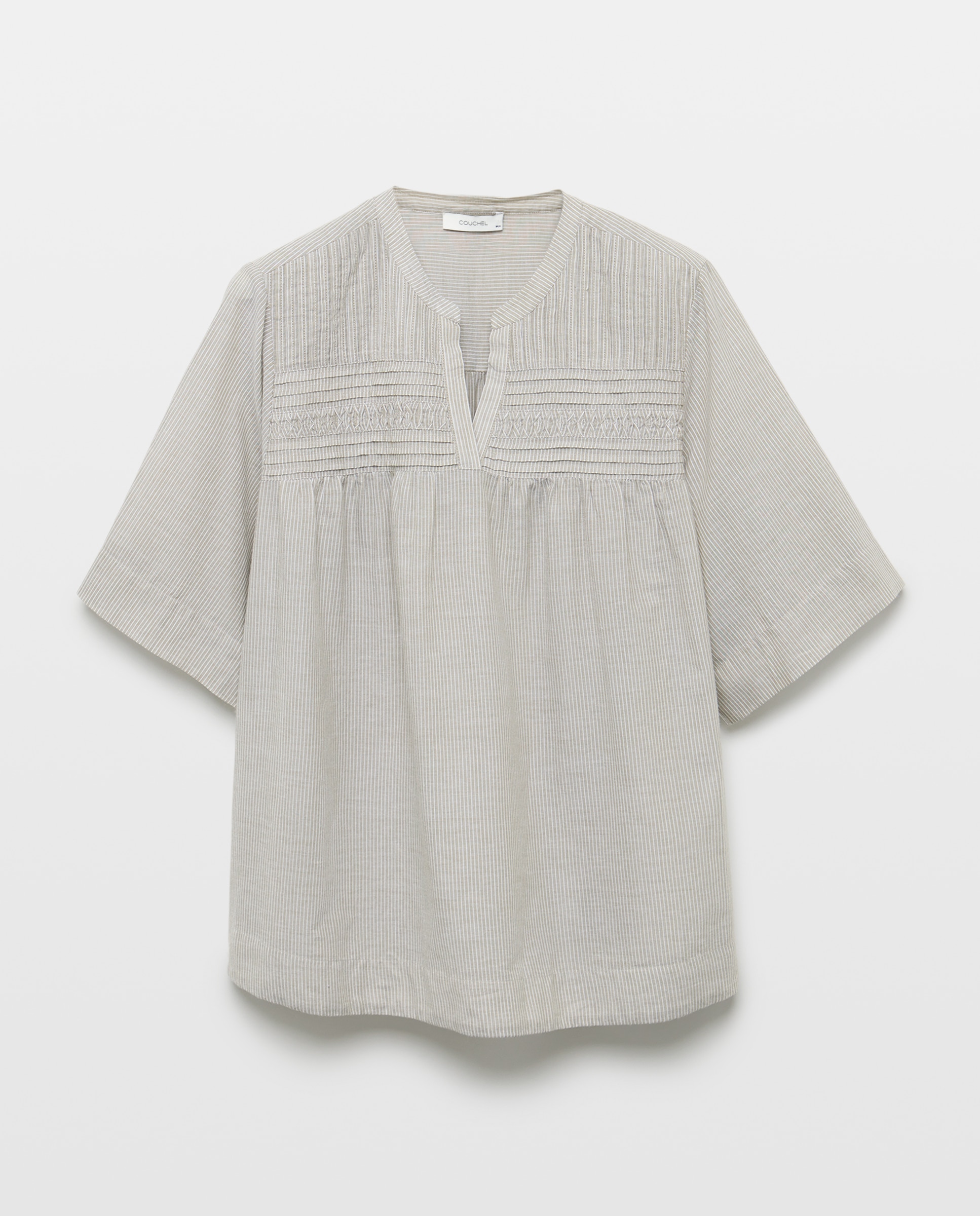 Blusa de mujer de manga corta con rayas - Couchel - Verde Verde-4