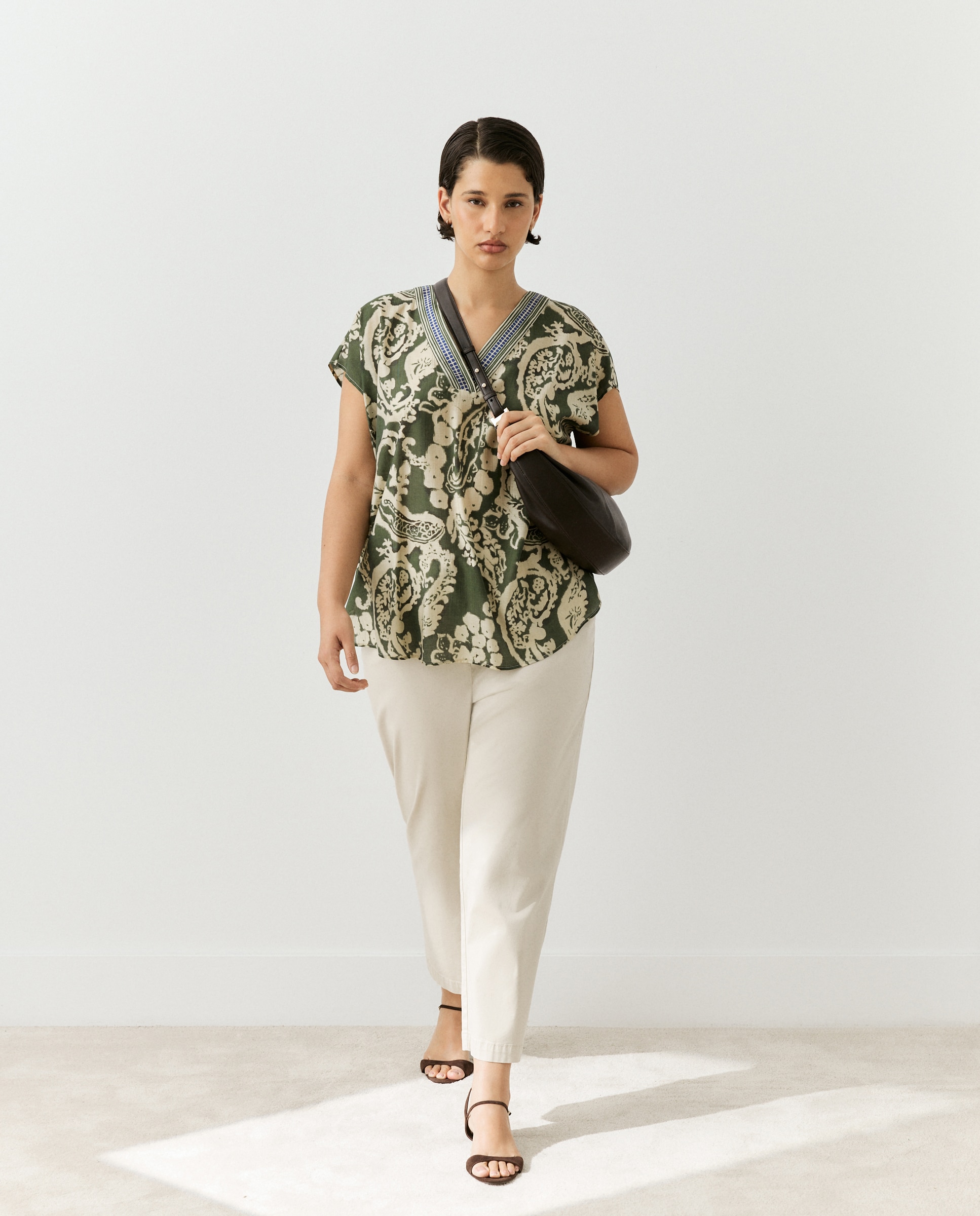 Top manga corta estampado de mujer - Couchel - Verde Verde-1