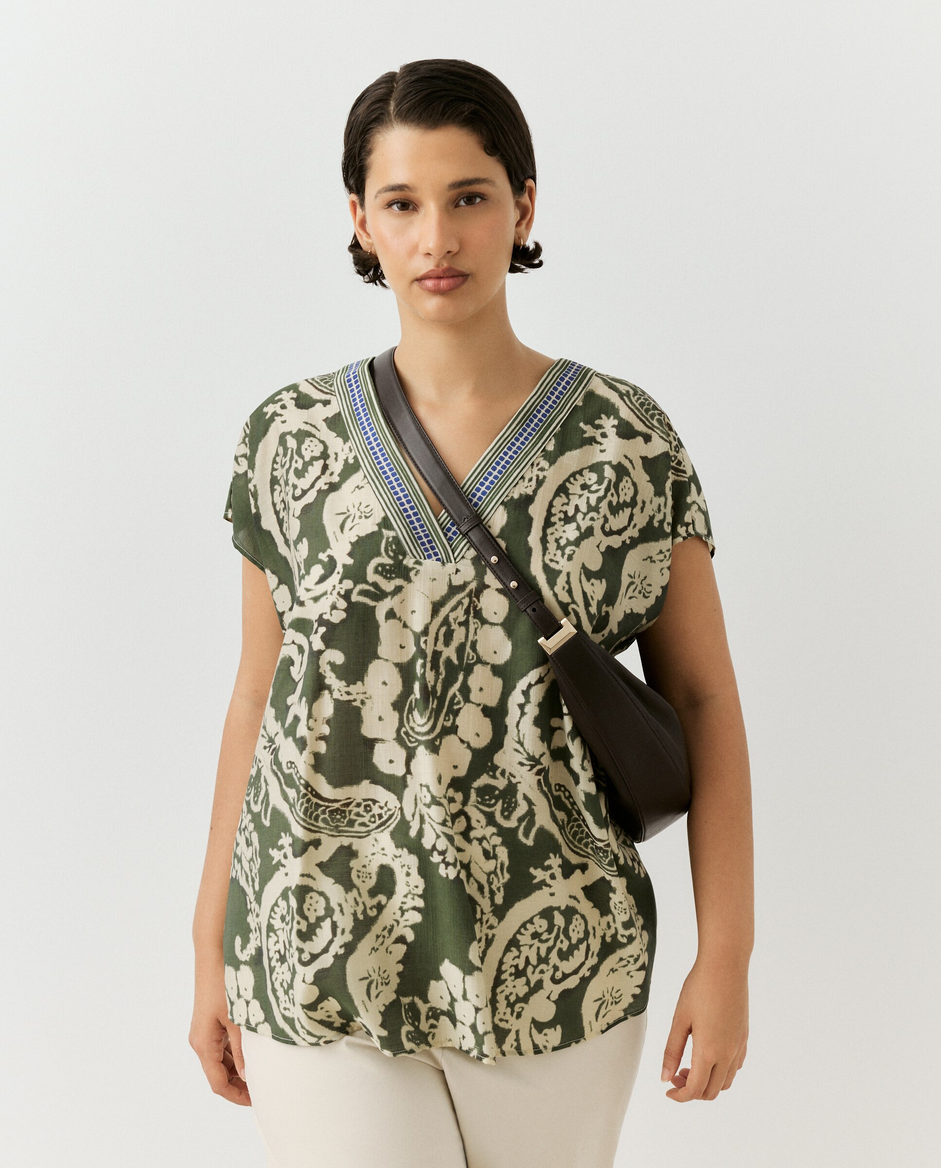 Top manga corta estampado de mujer - Couchel - Verde Verde-2
