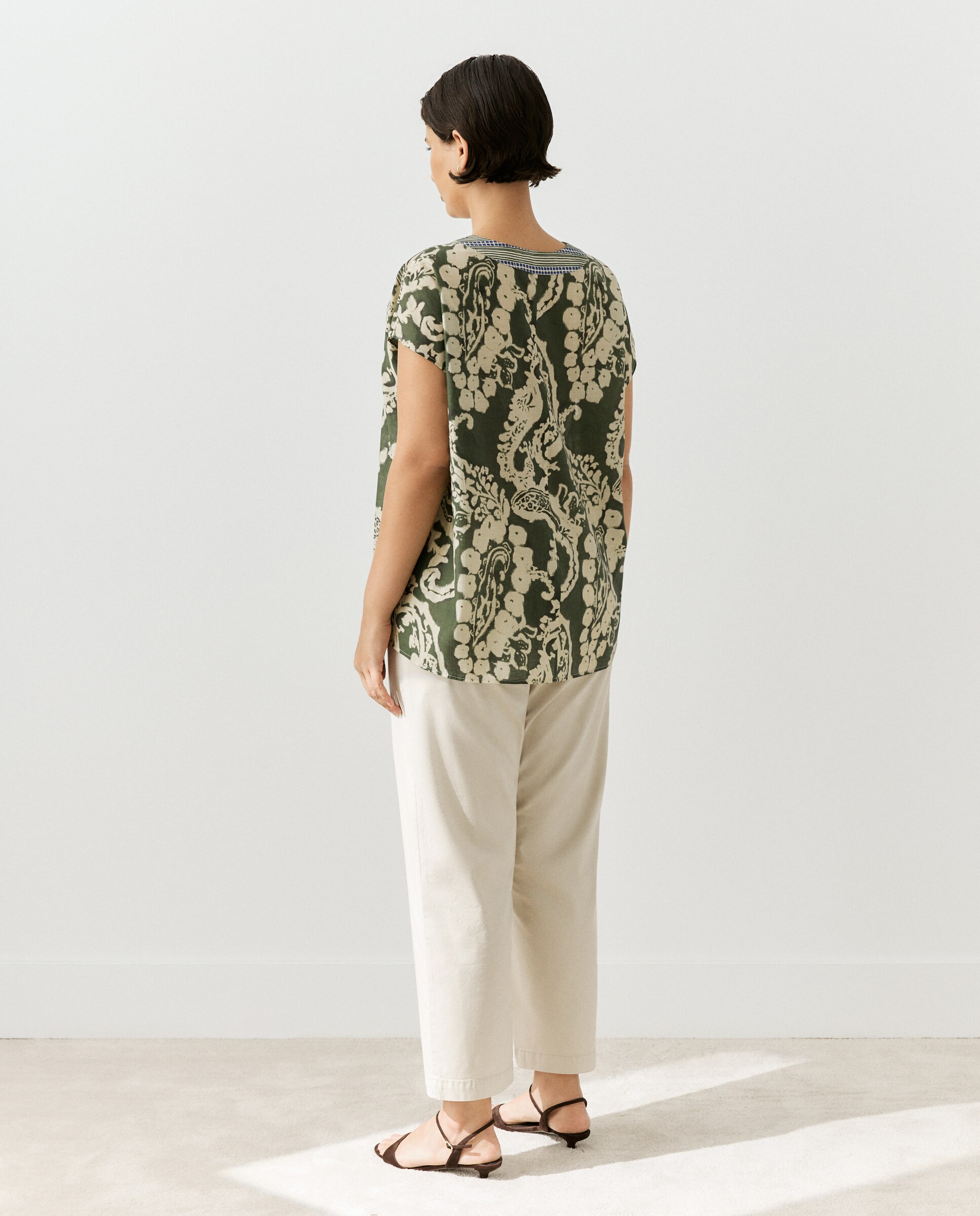 Top manga corta estampado de mujer - Couchel - Verde Verde-3