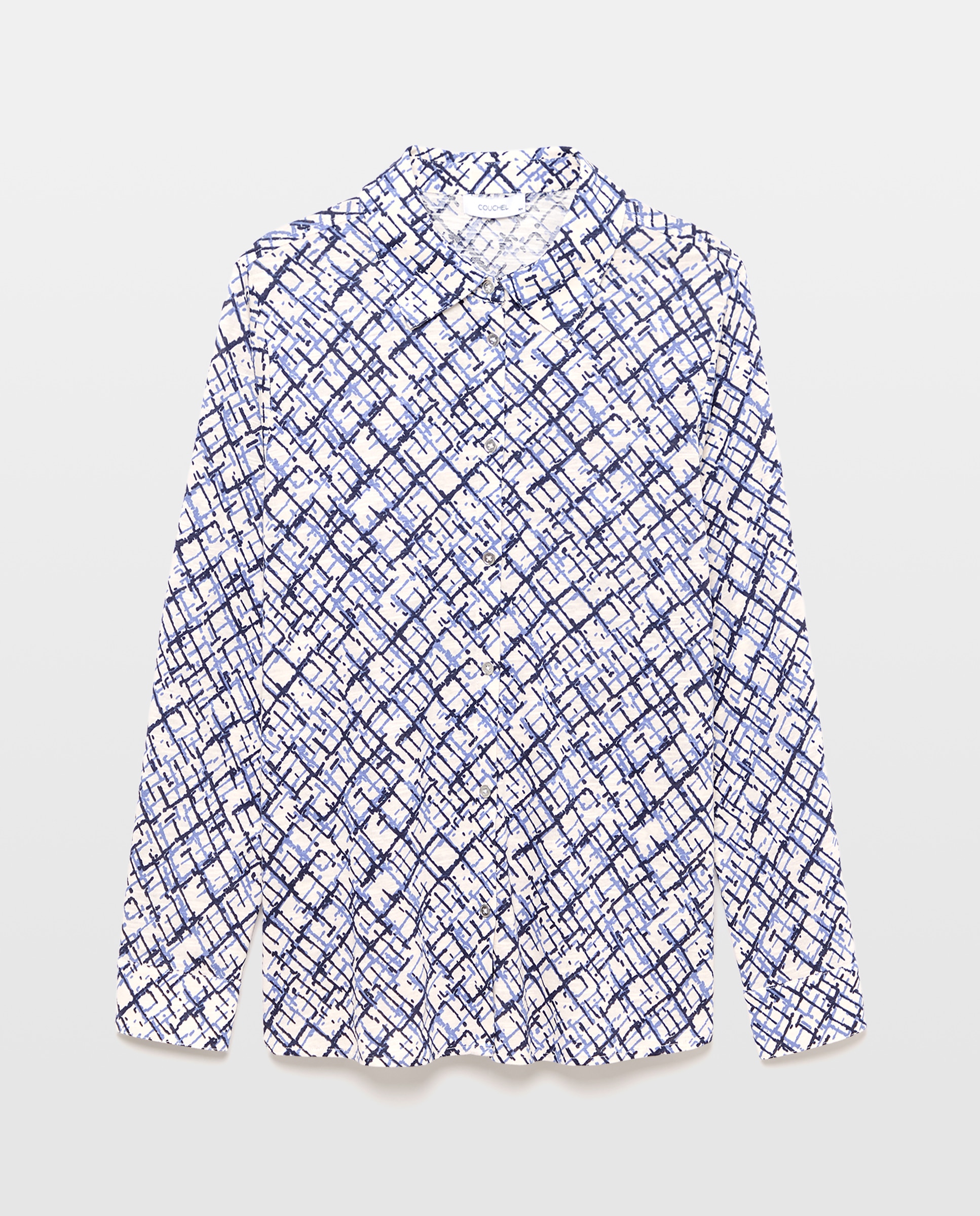 Camiseta de mujer de manga larga y estampado - Couchel - Azul Azul-4