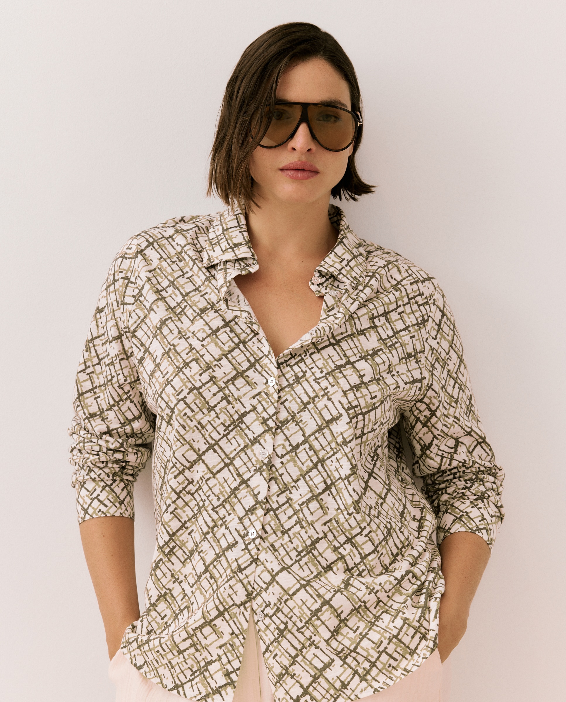 Camisola com manga comprida e estampado Verde-2