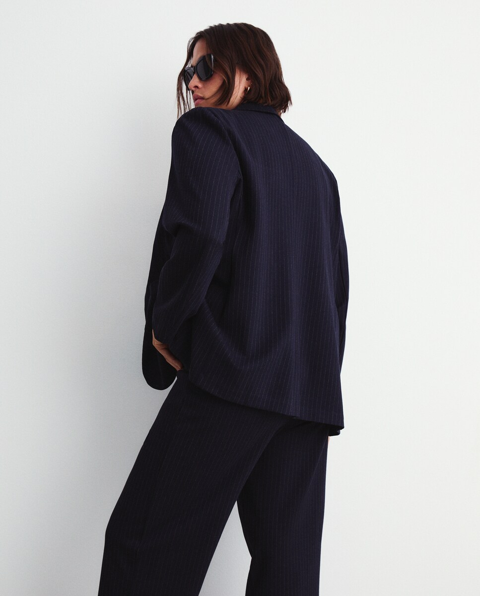 Blazer de Malha com Risca Diplomática Cinzento-4