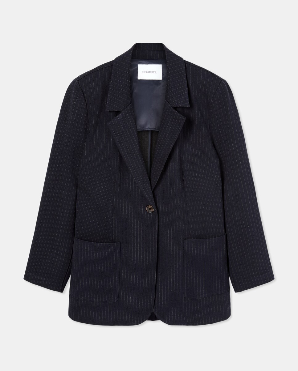 Blazer de Malha com Risca Diplomática Cinzento-5