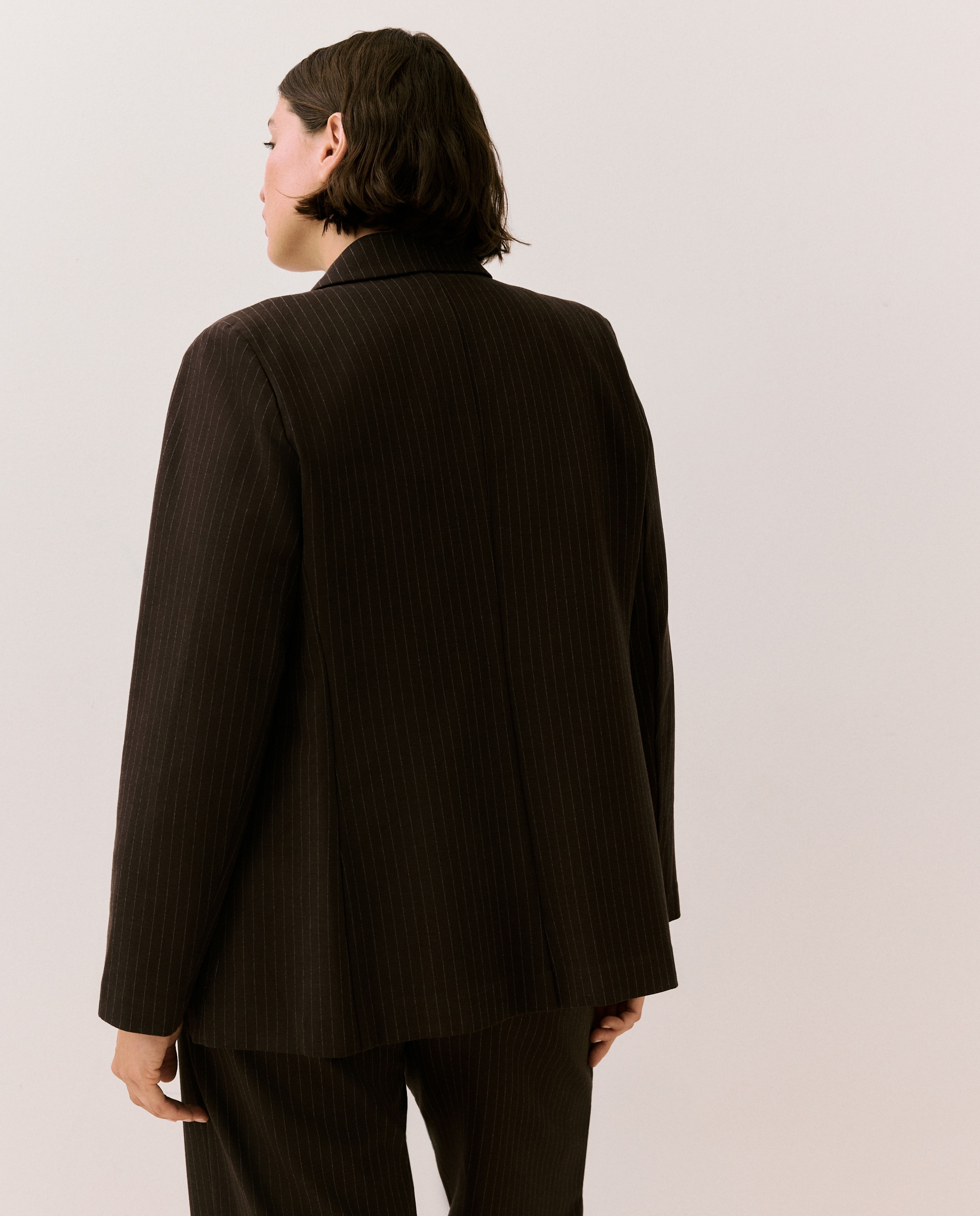 Imagen 4 de Blazer de mujer de punto de rayas - Couchel - Marrón Marrón