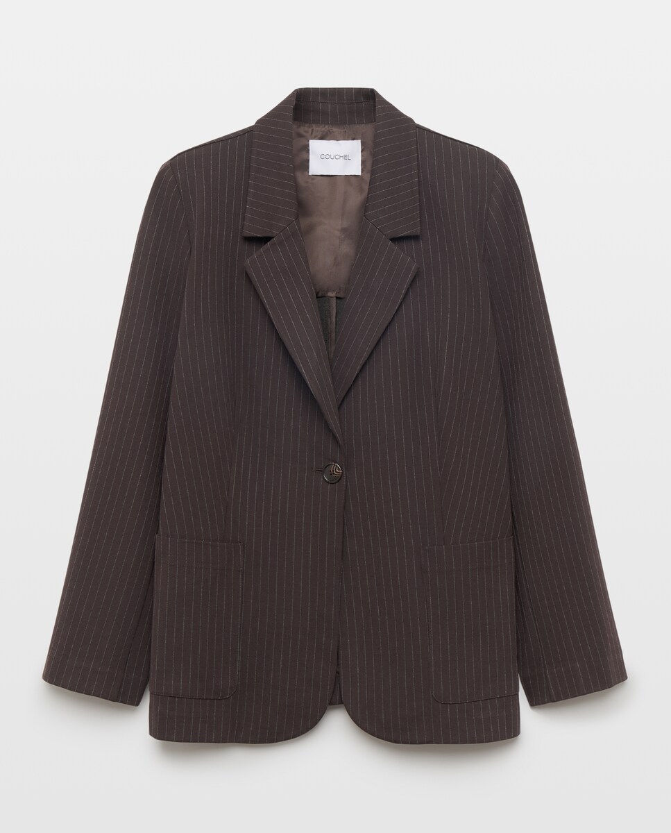 Imagen 0 de Blazer de mujer de punto de rayas Azul