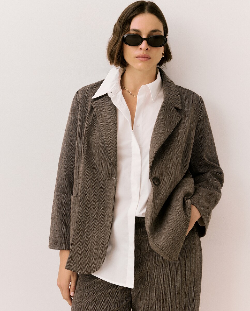 Imagen 1 de Blazer de mujer de punto de rayas Azul