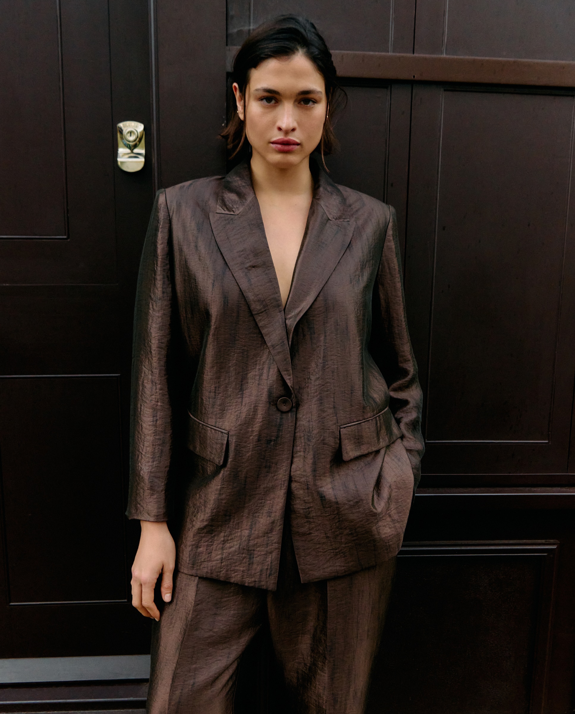 Blazer Fluido com Adorno de Fato 790 Bronze-2