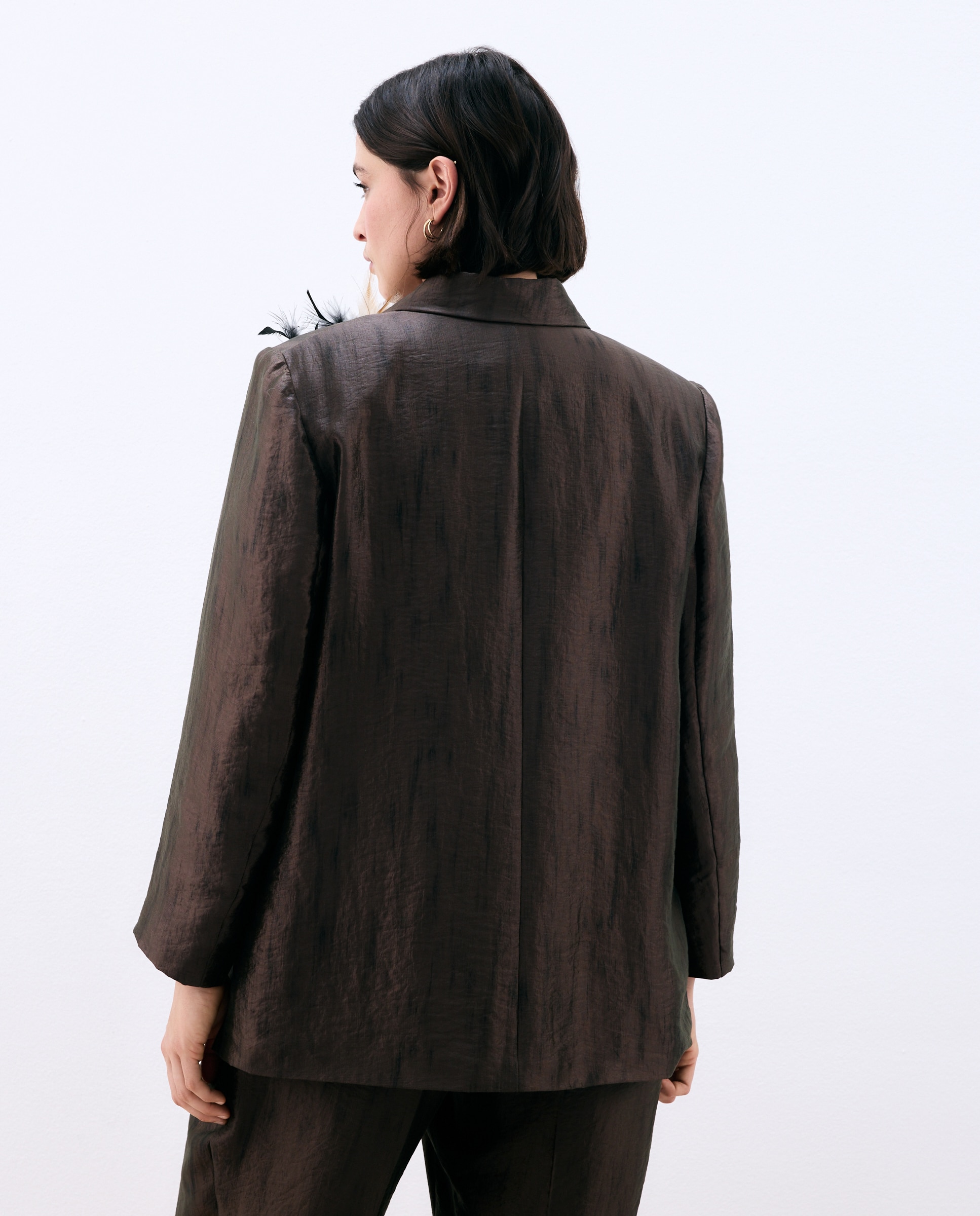 Blazer Fluido com Adorno de Fato 790 Bronze-5