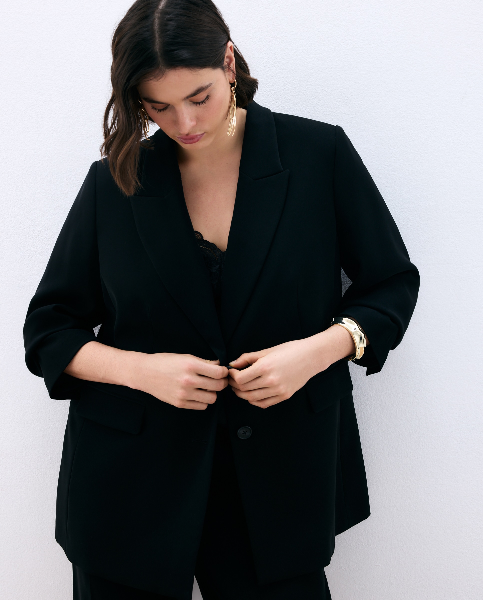 Blazer básico liso de mujer Negro Couchel Negro-1