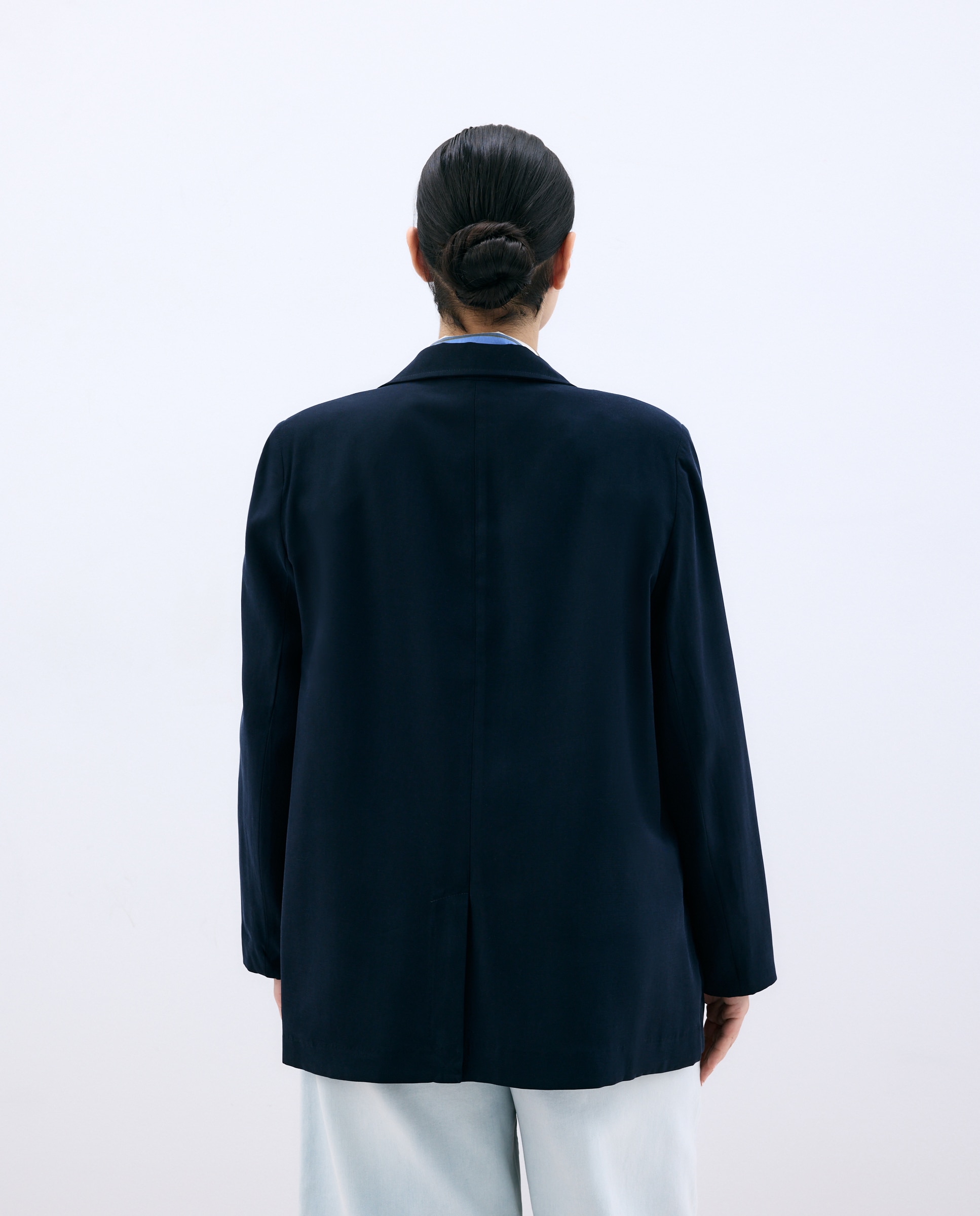 Blazer com Manga Comprida e Bolsos Azul-marinho-3