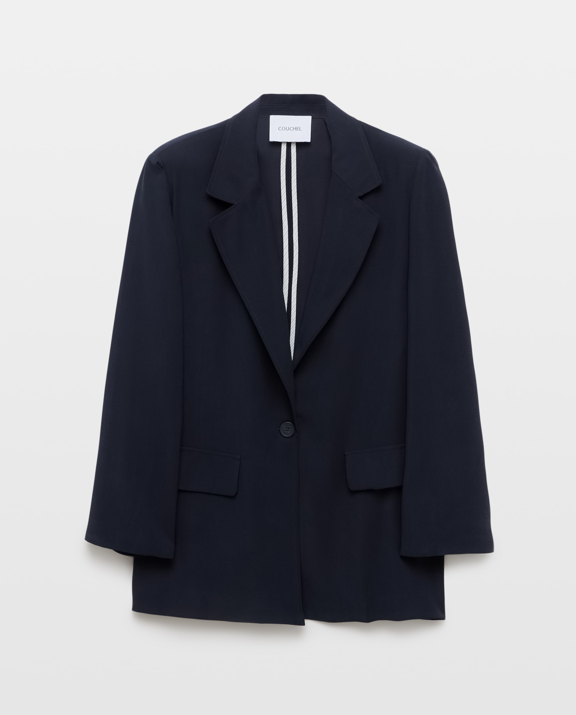 Blazer com Manga Comprida e Bolsos Azul-marinho-4
