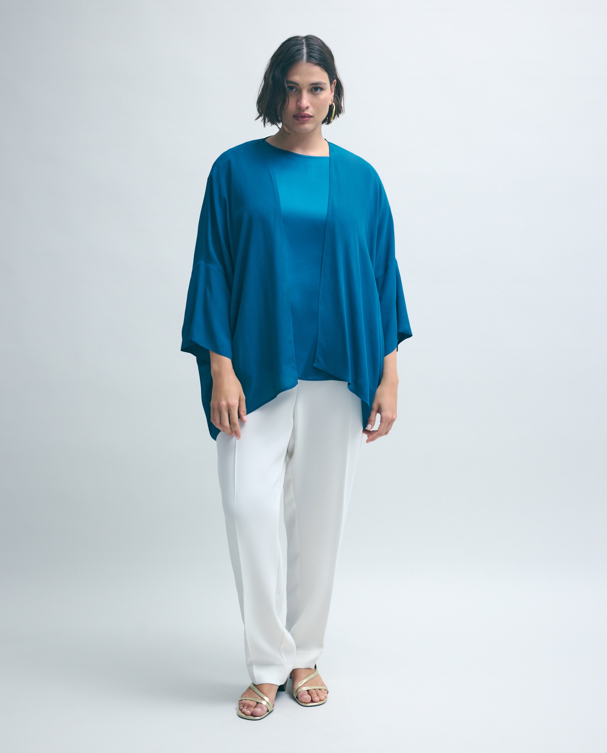 Kimono de Chiffon Verde Pato-2