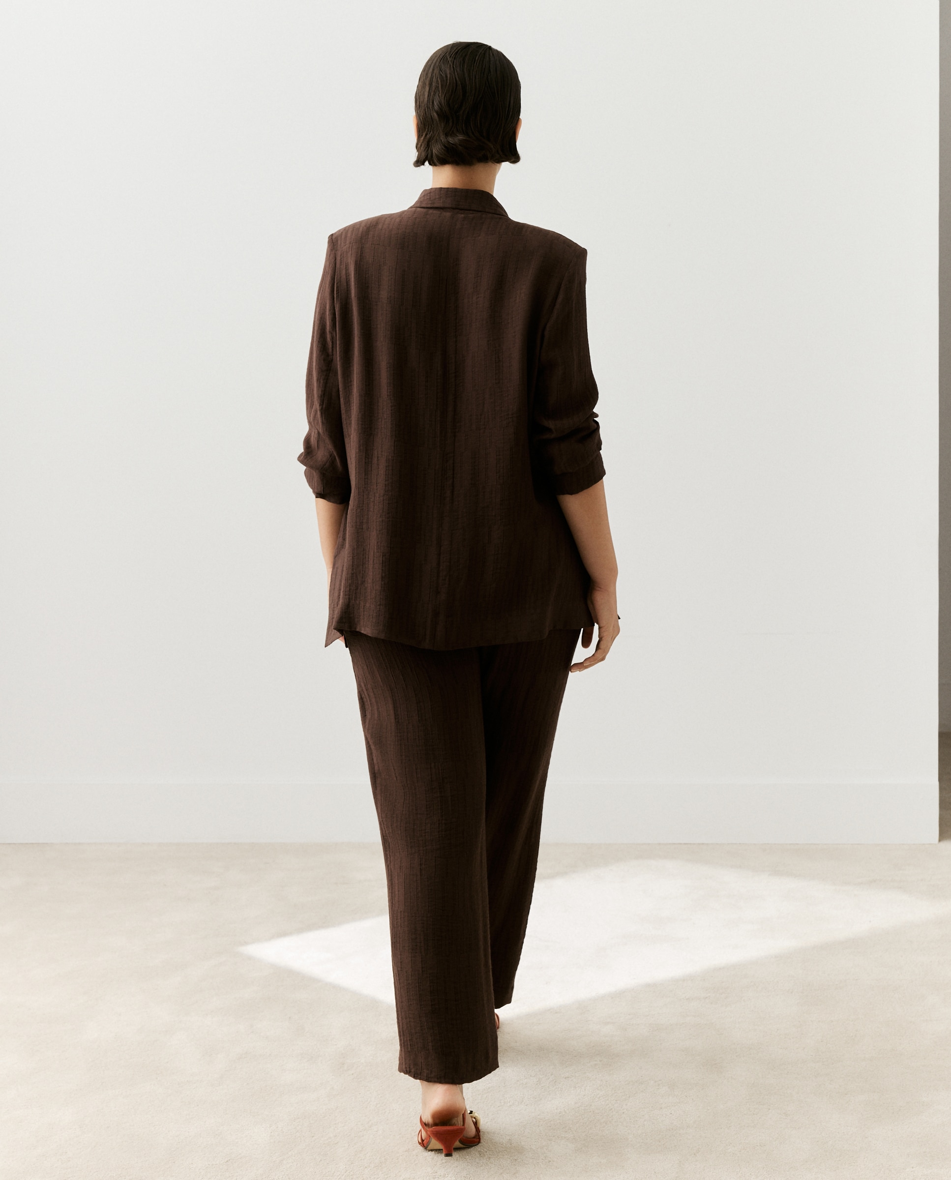 Blazer de mujer jacquard - Couchel - 700 Marrón 700 Marrón-3