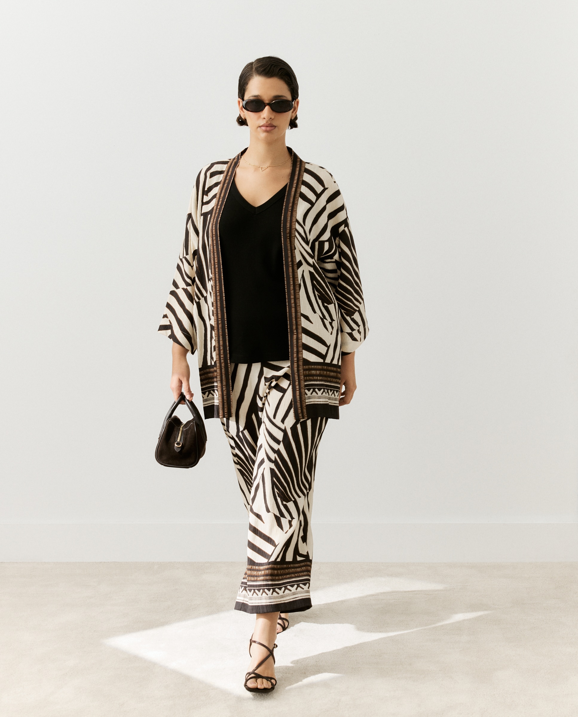 Kimono Estampado - Branco/Preto Branco-2