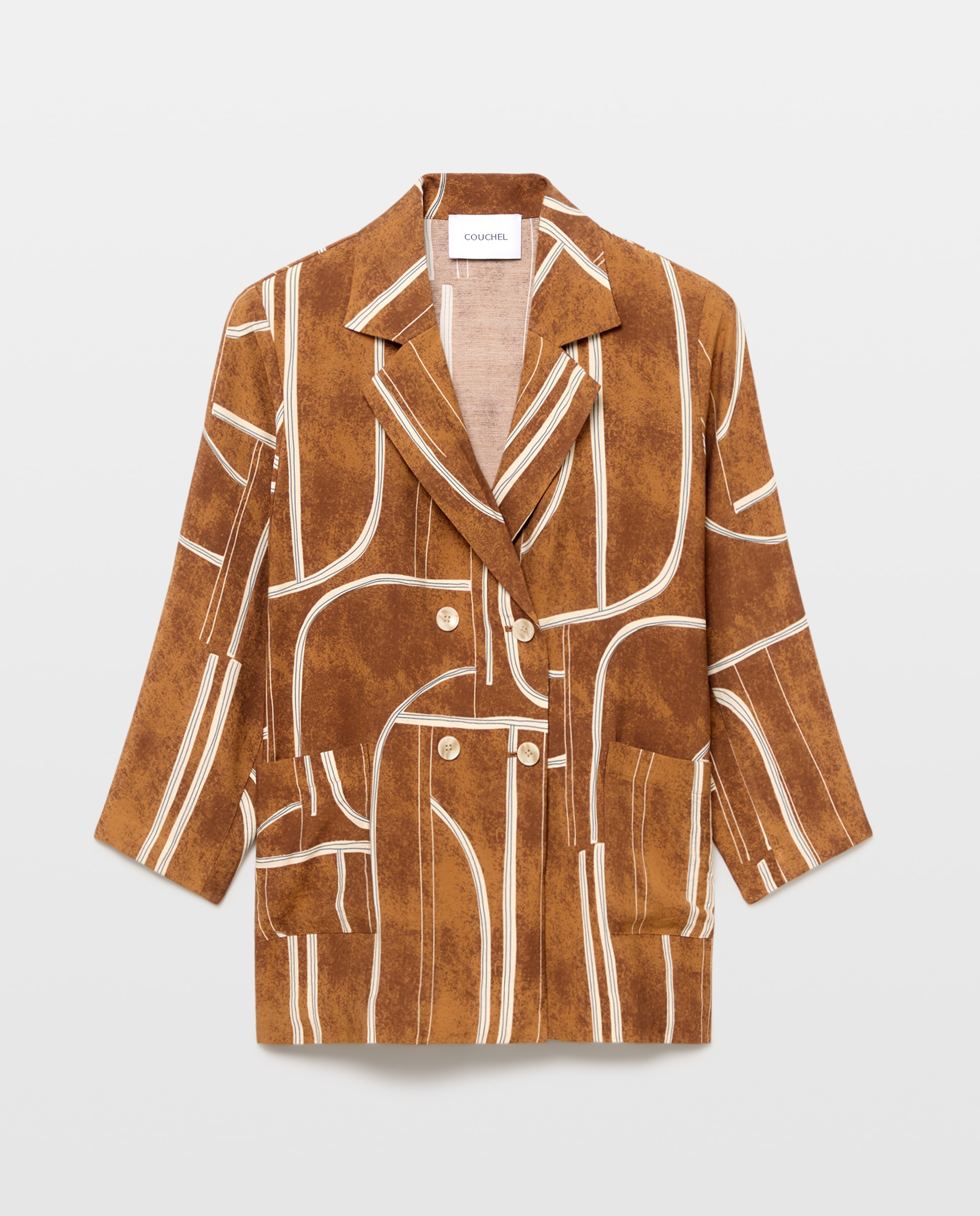 Blazer Fluido com Estampado Castanho-5