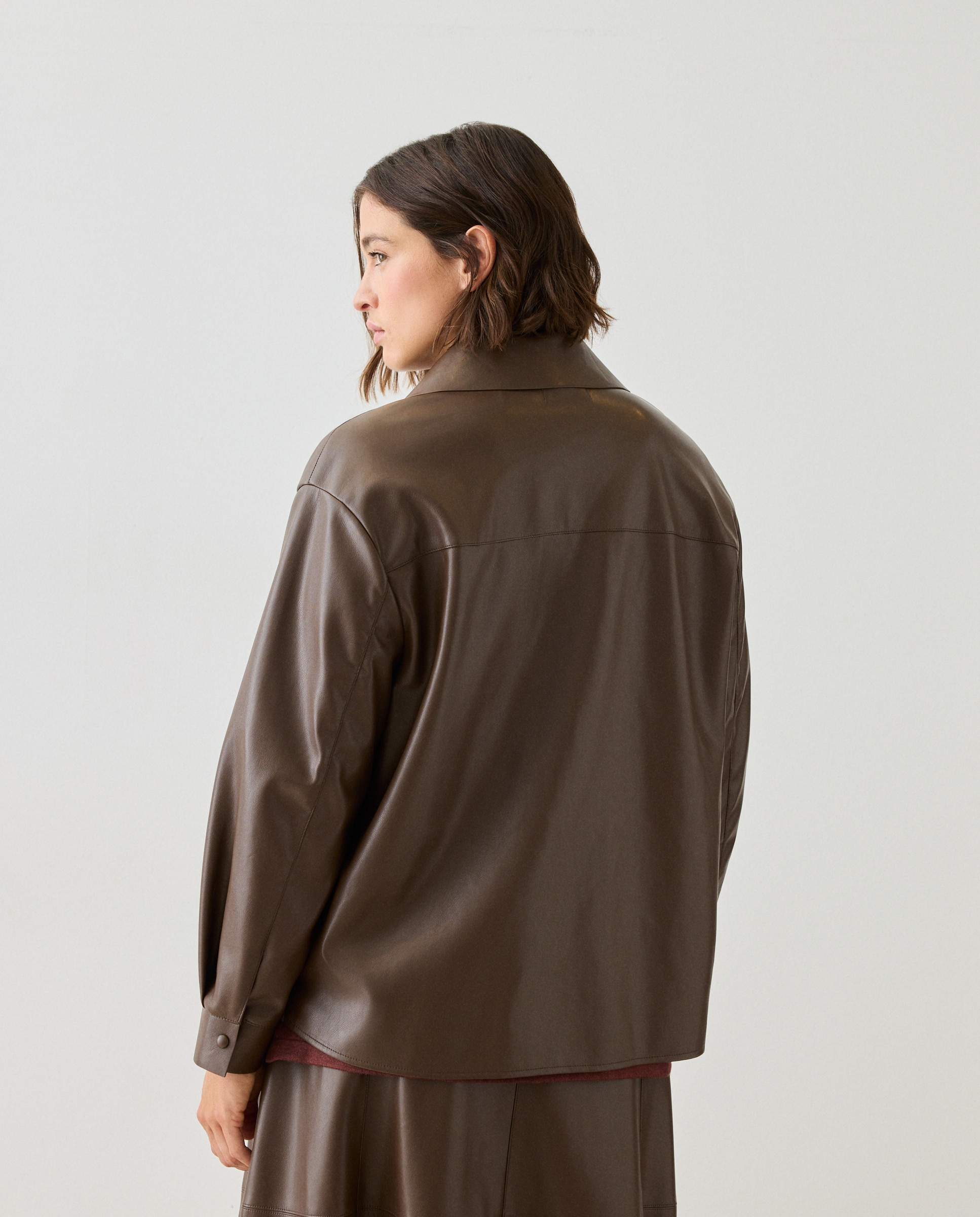 Sobrecamisa de mujer con efecto polipiel - Couchel - Toffee Toffee-4