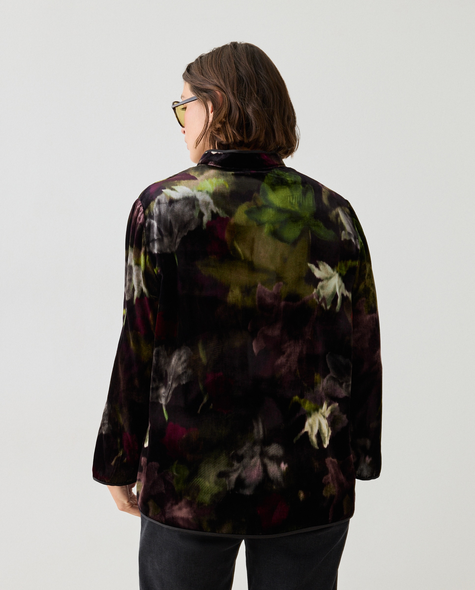 Chaqueta de mujer de terciopelo estampada - Couchel - Negro Negro-3