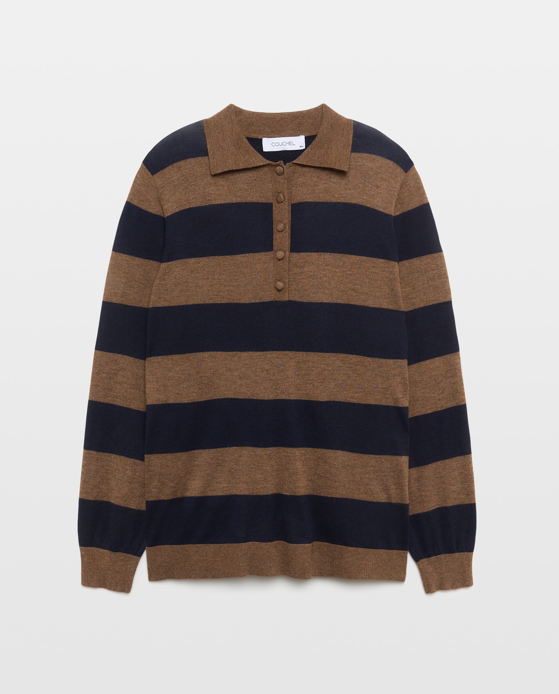 Imagem 0 de Camisola de Malha com Colarinho de Polo e Estampado às Riscas