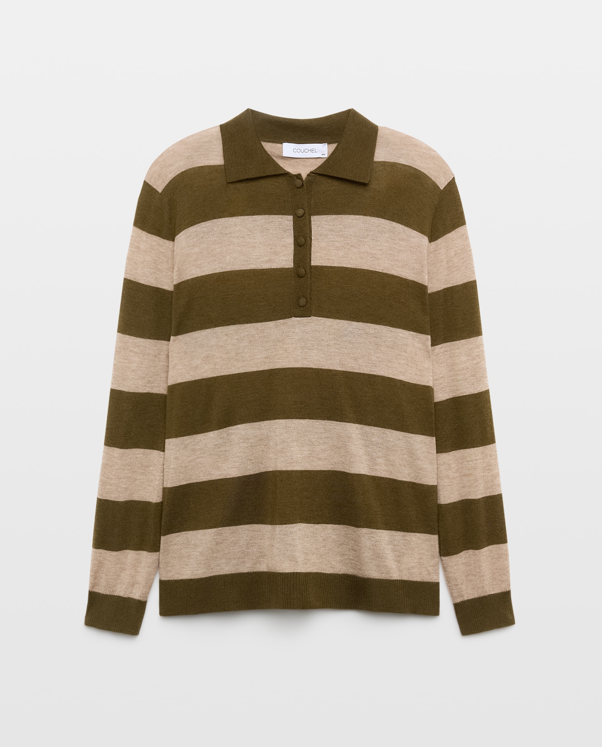 Imagem 0 de Camisola de Malha com Colarinho de Polo e Estampado às Riscas