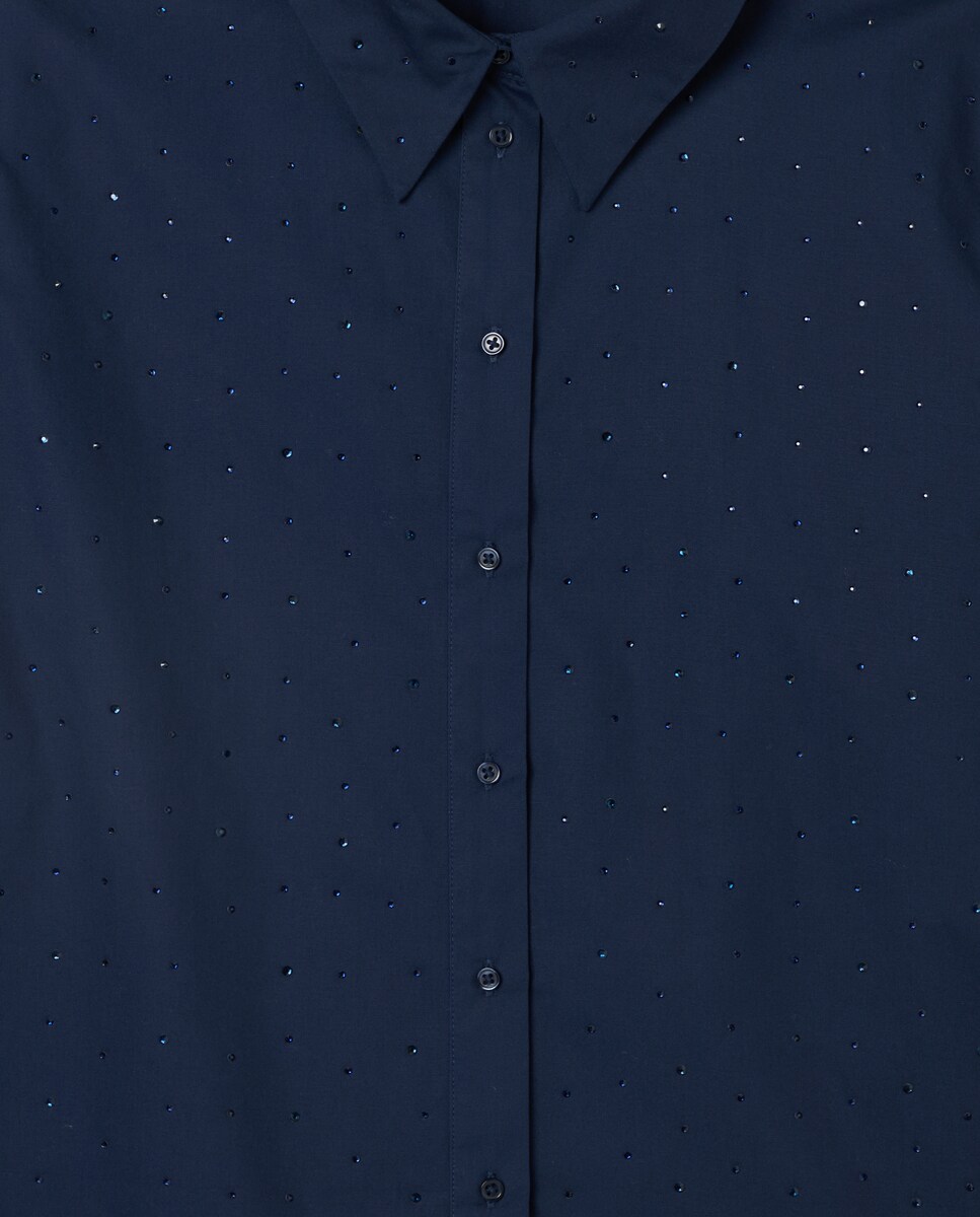 Camisa de Algodão com Strass Azul-marinho-6