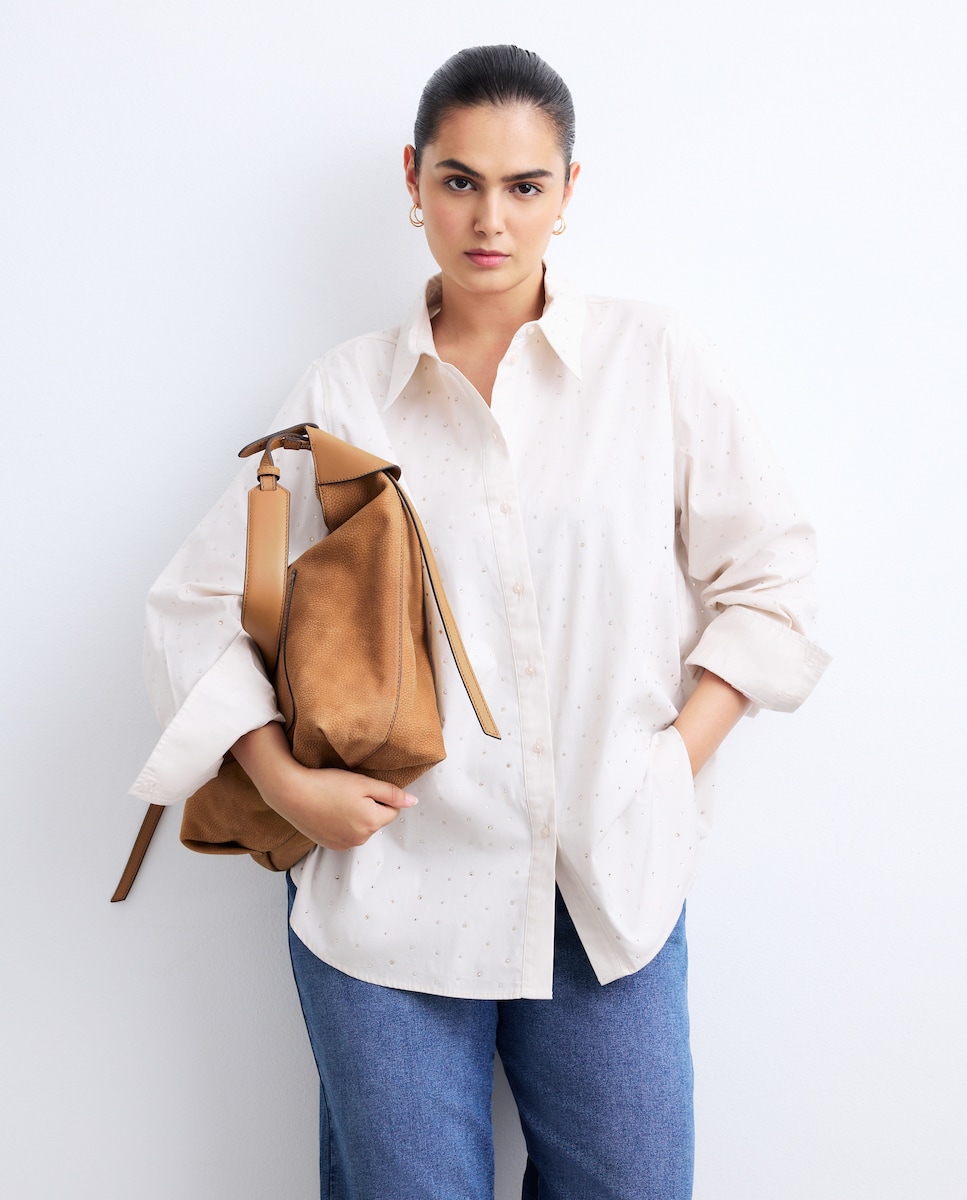 Camisa de Algodão com Strass Gelo-1