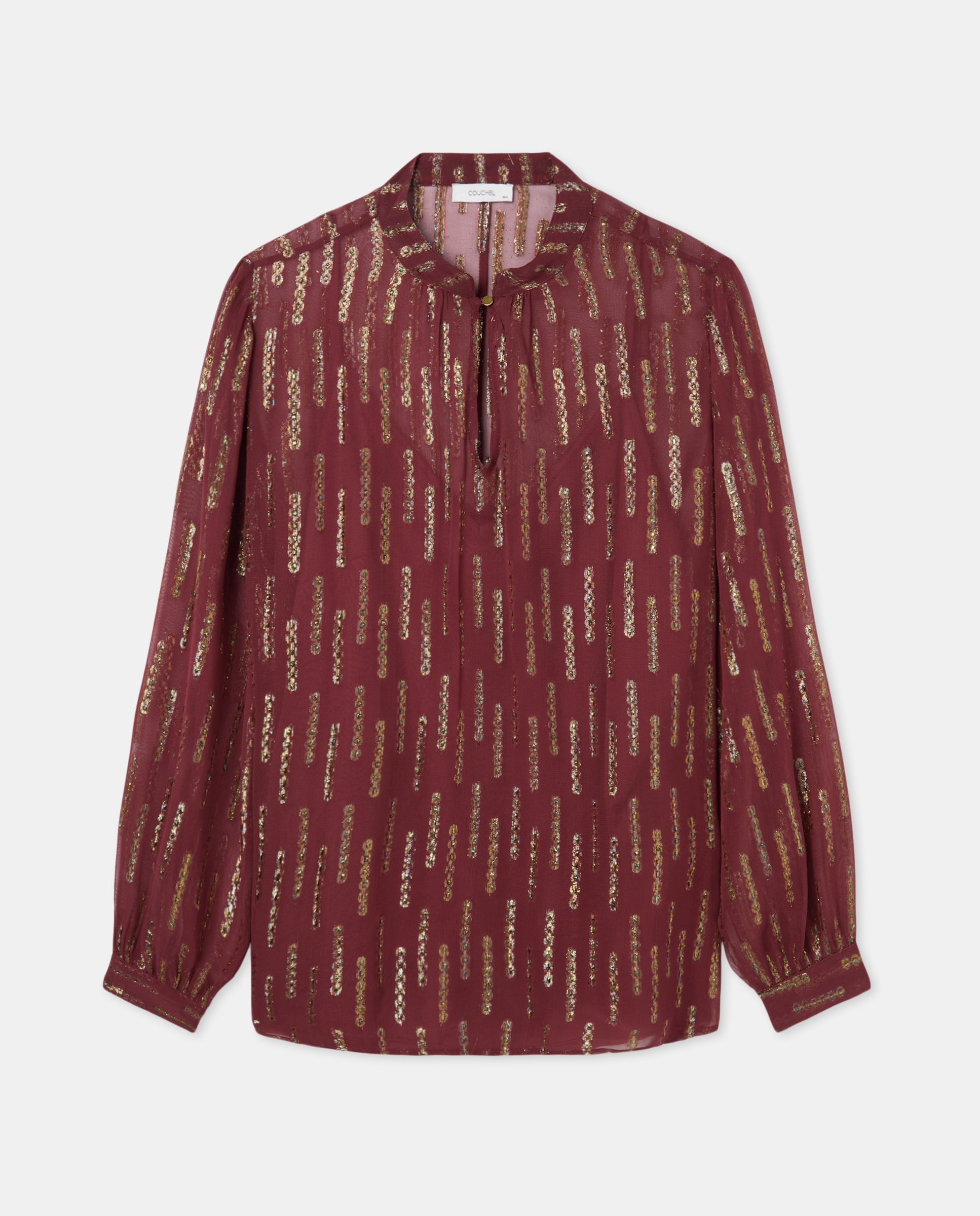 Blusa Lisa de Manga Comprida Bordeaux-4