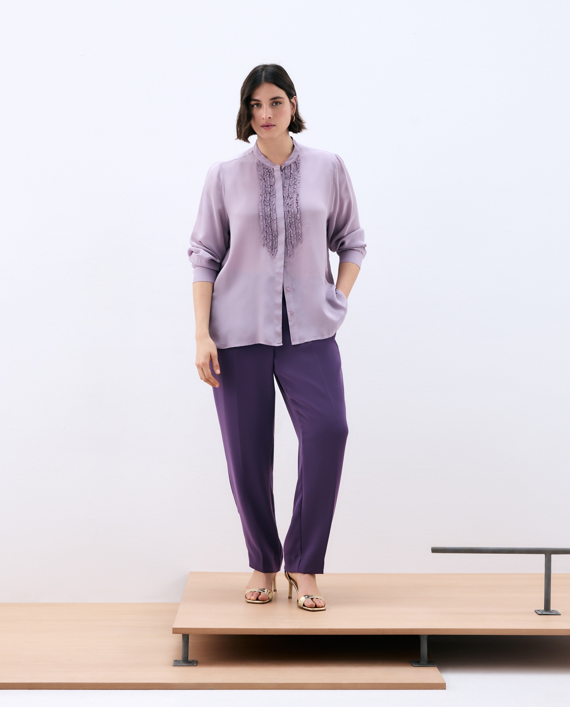 Camisa Lisa com Manga Comprida Roxo-2