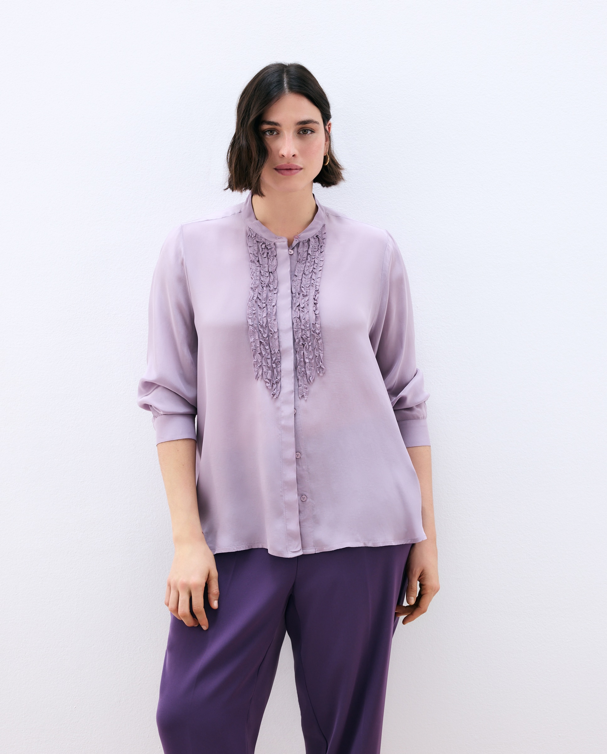 Camisa Lisa com Manga Comprida Roxo-3