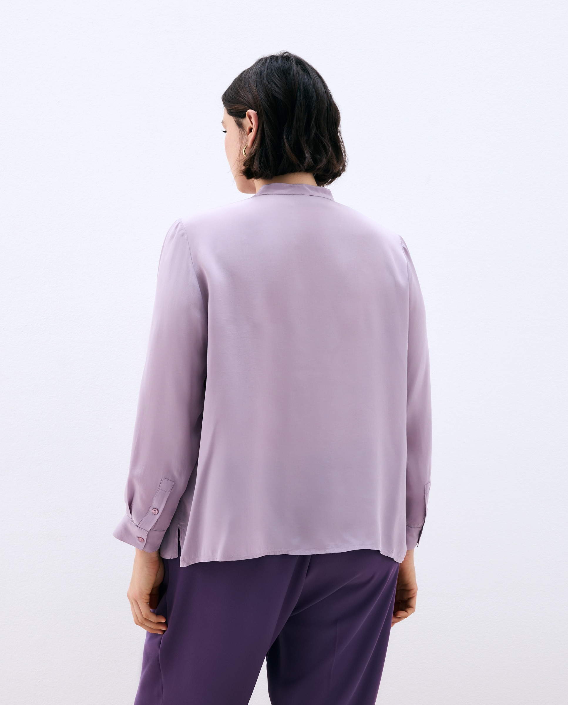 Camisa Lisa com Manga Comprida Roxo-4