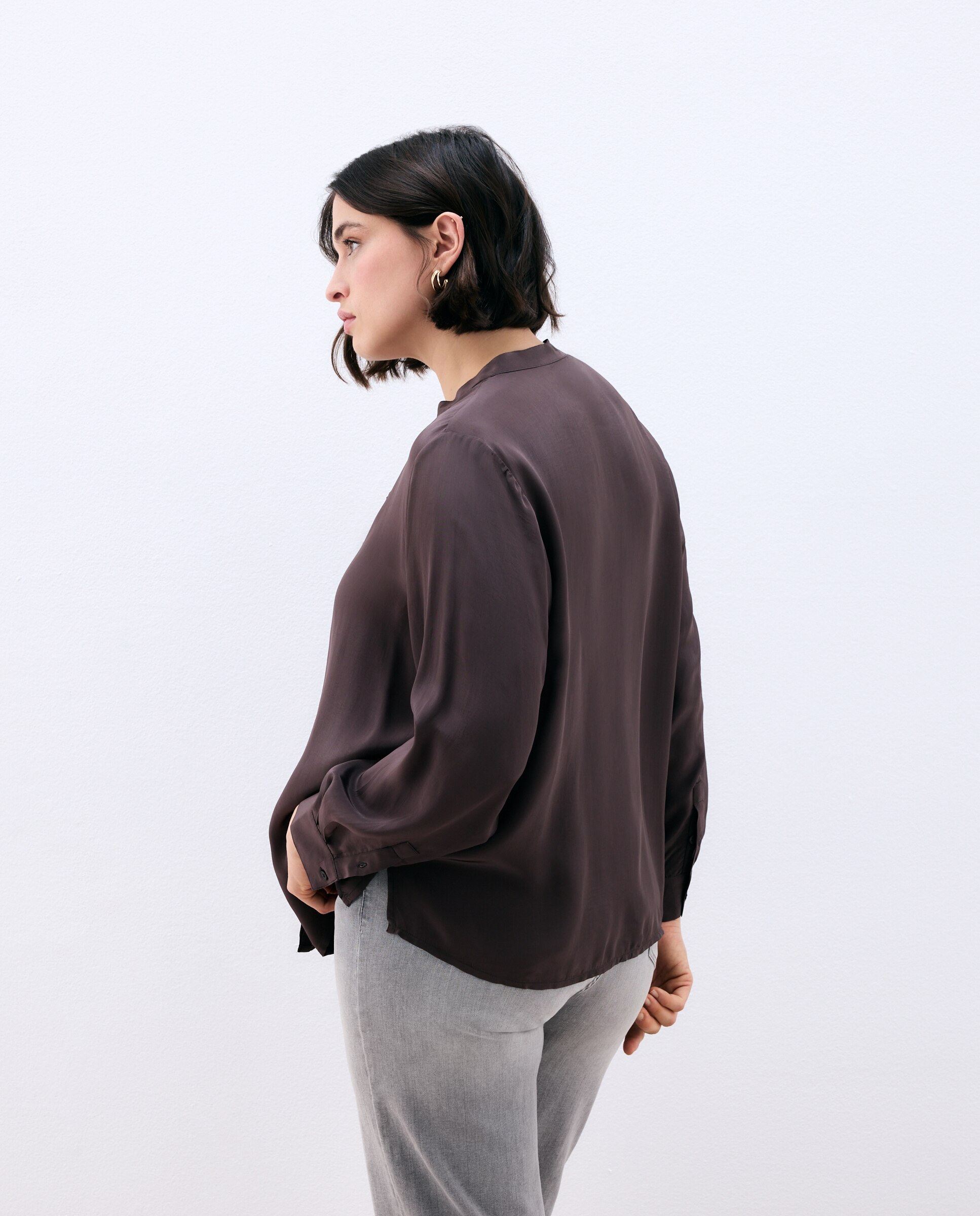 Camisa lisa de manga larga de mujer - Couchel - 120 Crudo 120 Crudo-3
