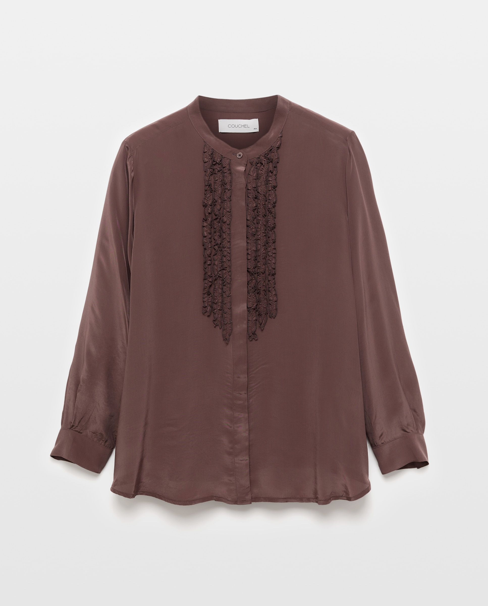Camisa lisa de manga larga de mujer - Couchel - 120 Crudo 120 Crudo-4