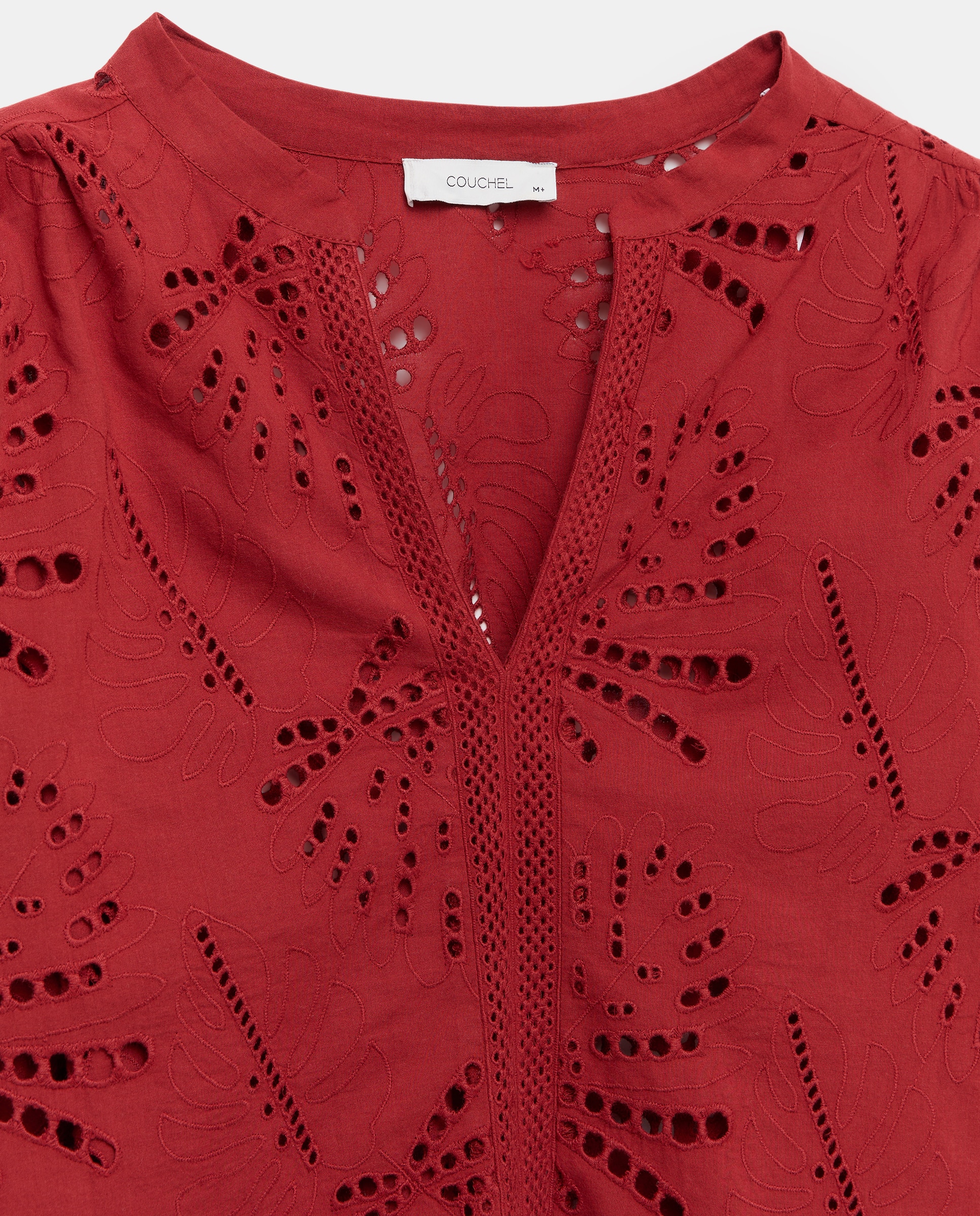Blusa de Manga Comprida com Bordados Combinados Bordeaux-5