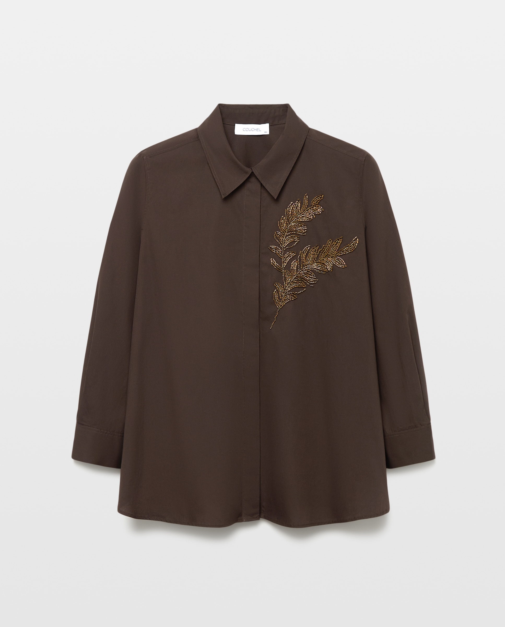 Camisa de Popelina com Detalhe de Joias Castanho-4