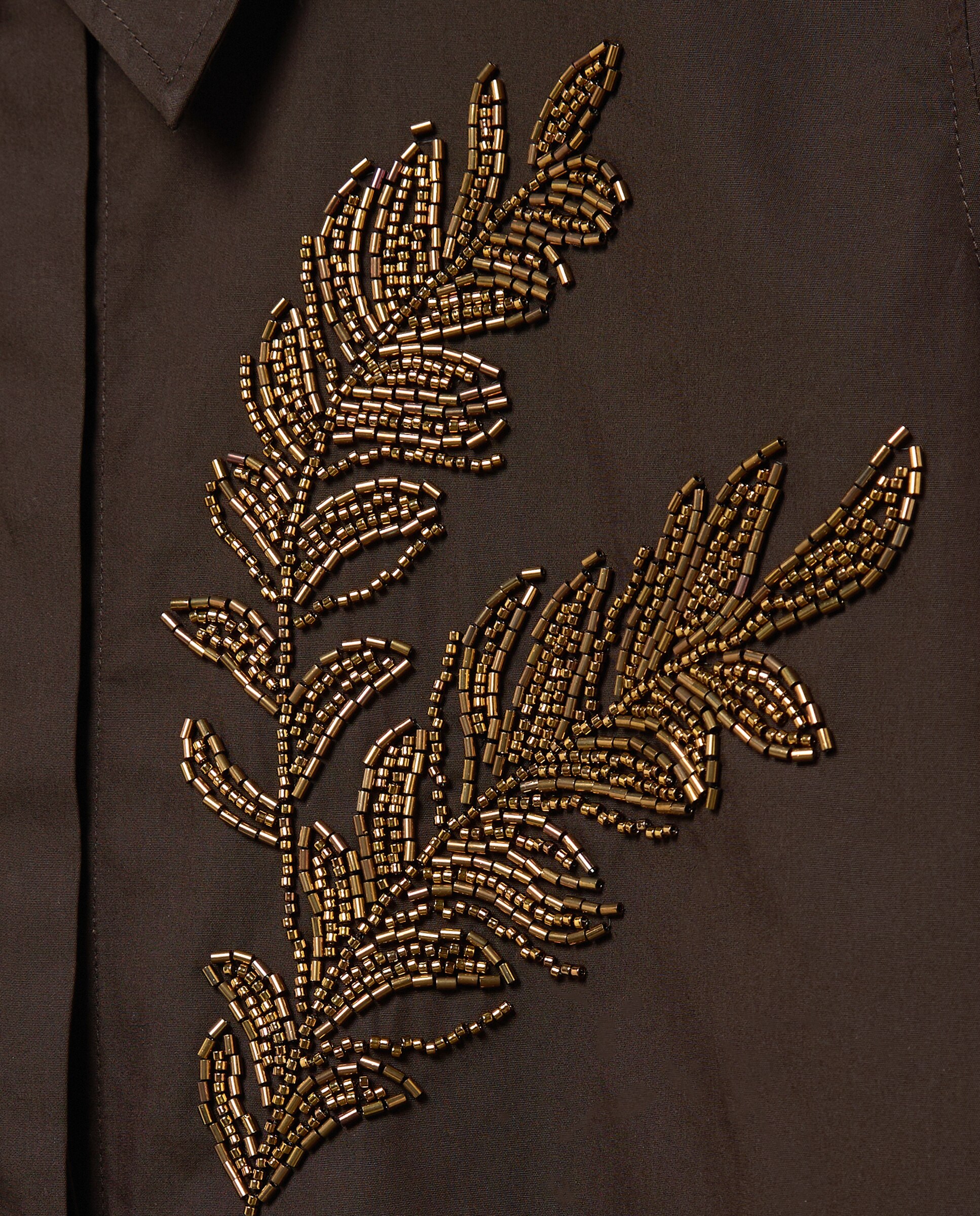 Camisa de Popelina com Detalhe de Joias Castanho-5