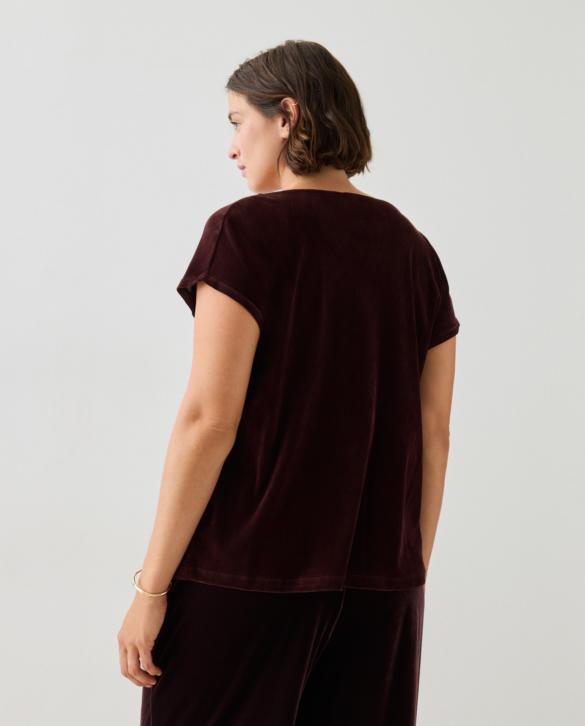 Camiseta de mujer de manga larga con terciopelo - Couchel - Burdeos Burdeos-3