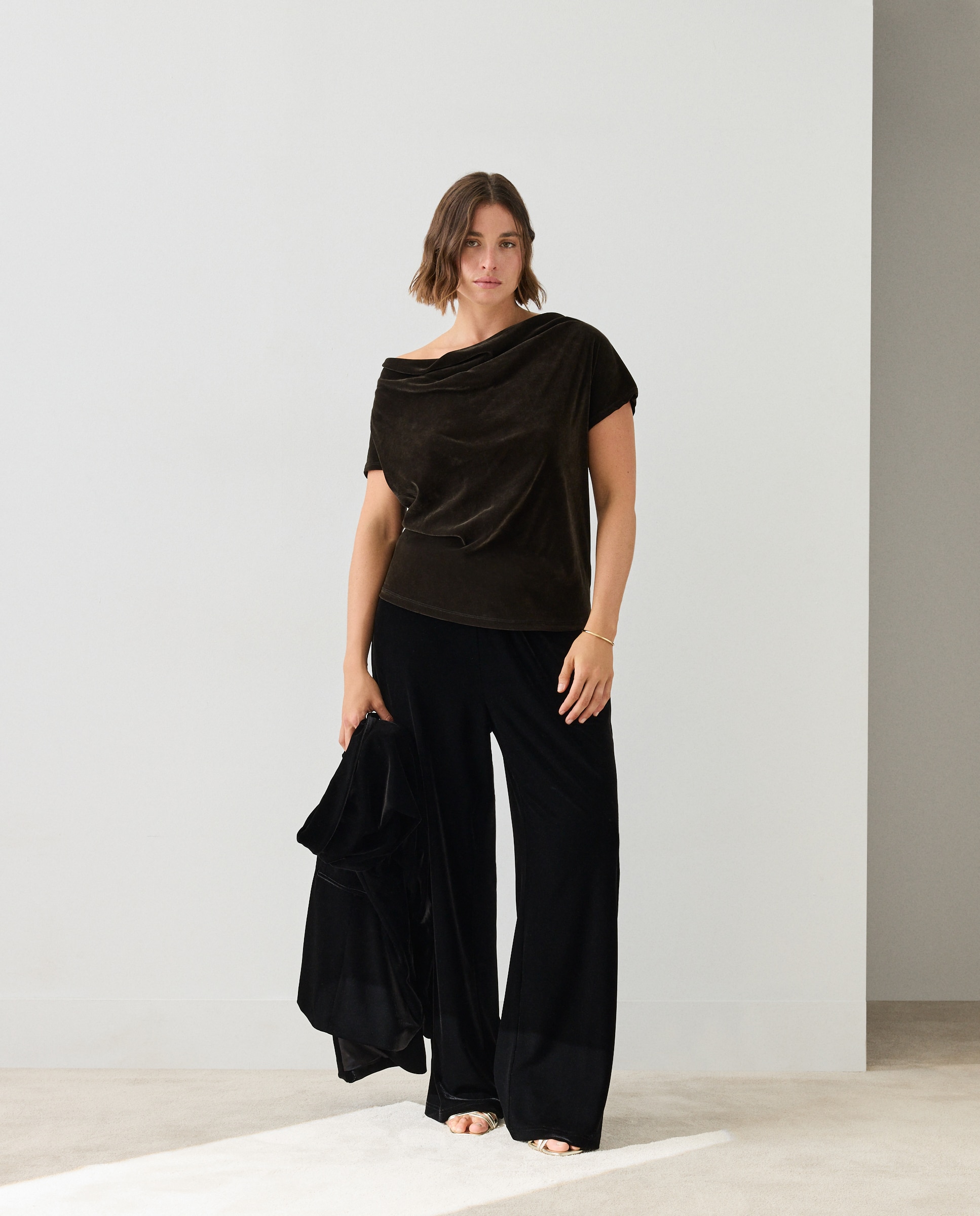 Camiseta de mujer de manga larga con terciopelo - Couchel - 530 Verde oscuro 530 Verde oscuro-2